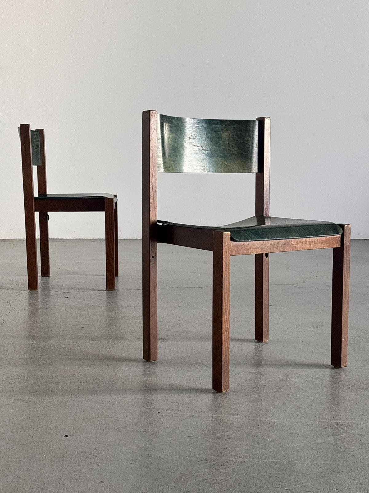 Wiesner-Hager Green Wooden Constructivist Chairs