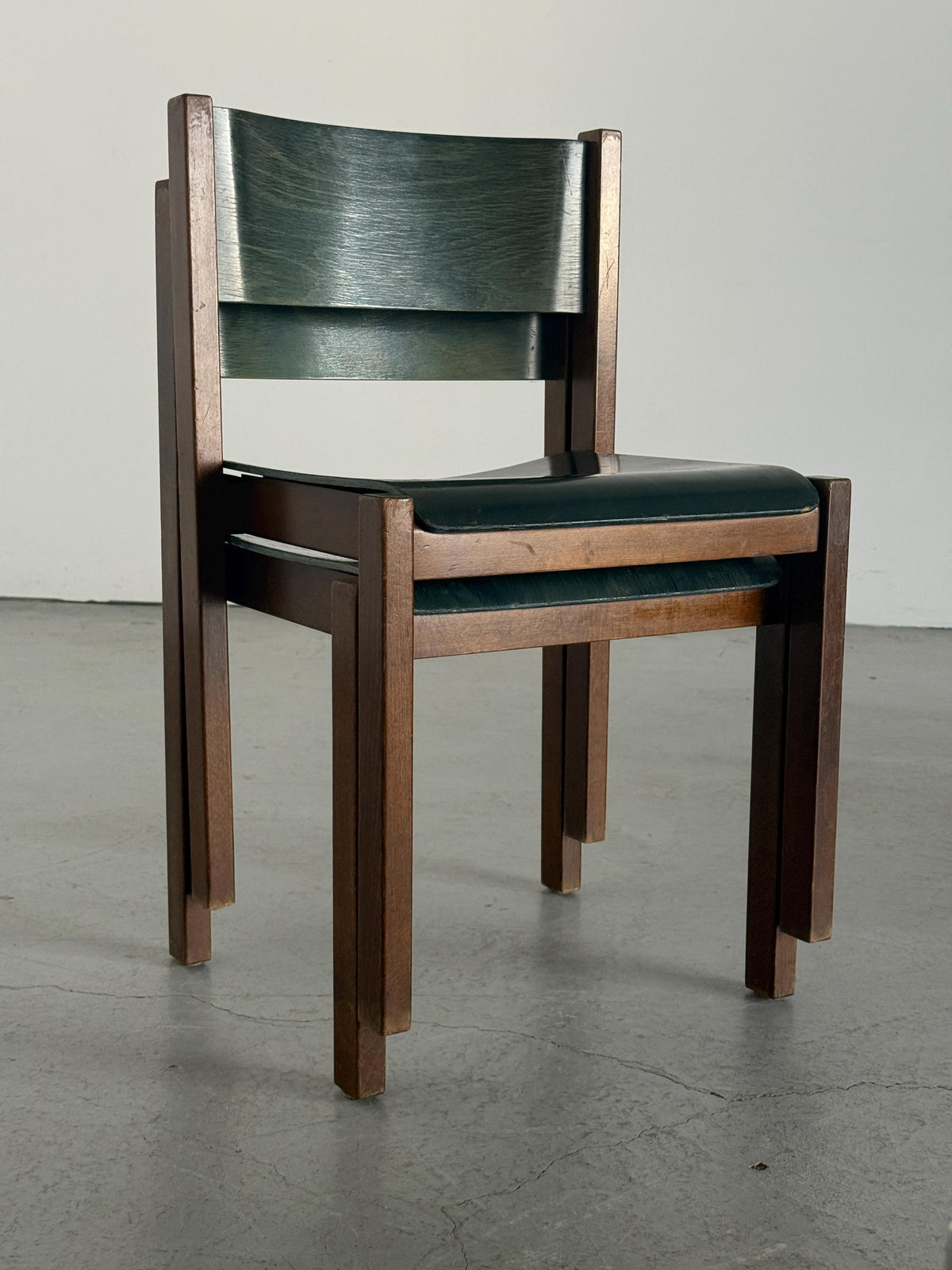 Wiesner-Hager Green Wooden Constructivist Chairs