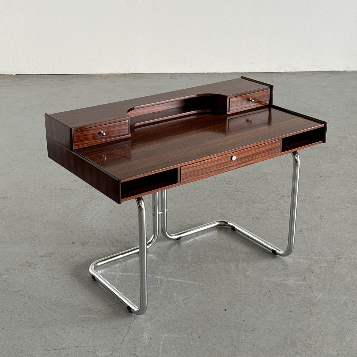 Sculptural Chrome Base Desk Attributed to Saporiti