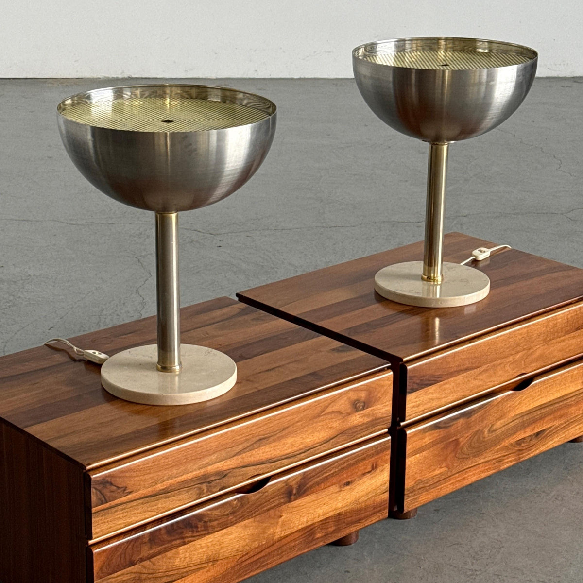 Perforated Metal Dome & Marble Base Lamp