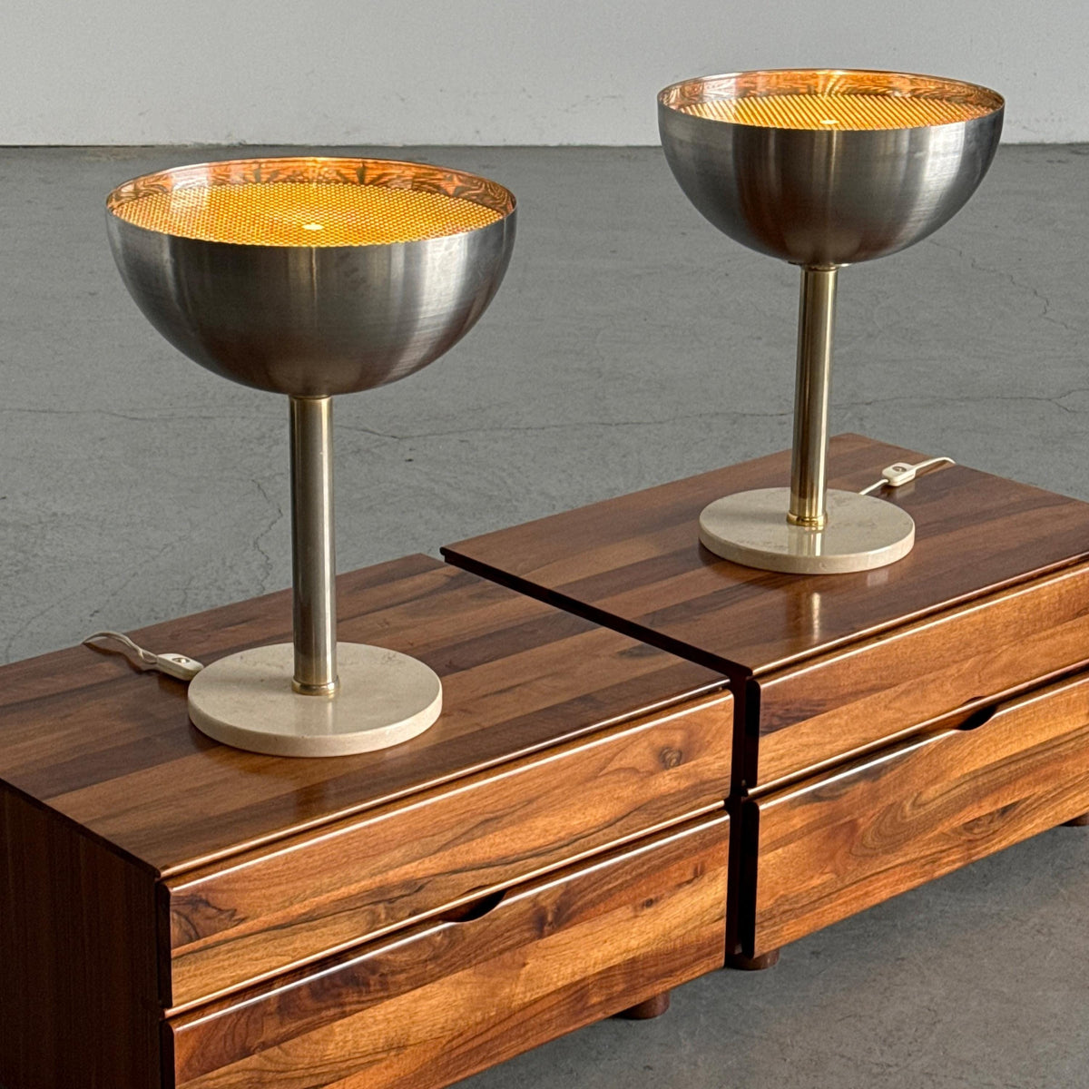Perforated Metal Dome & Marble Base Lamp