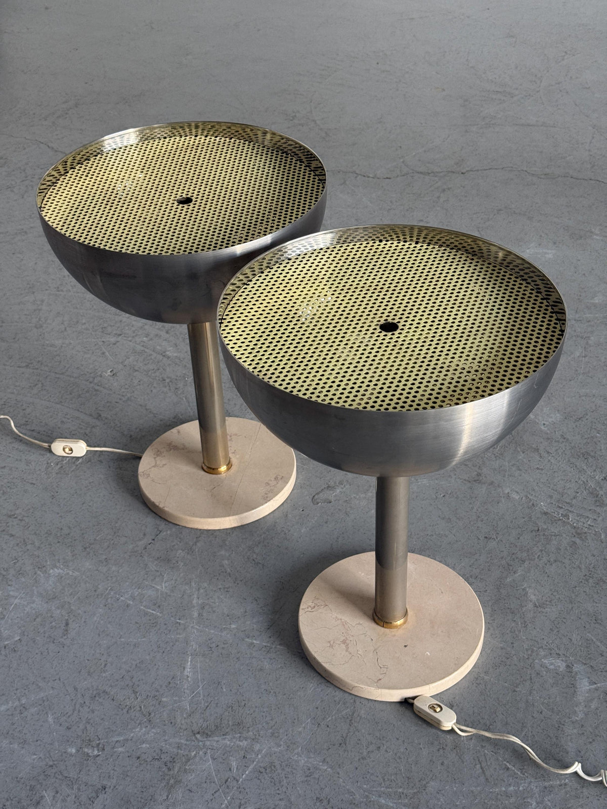 Perforated Metal Dome & Marble Base Lamp