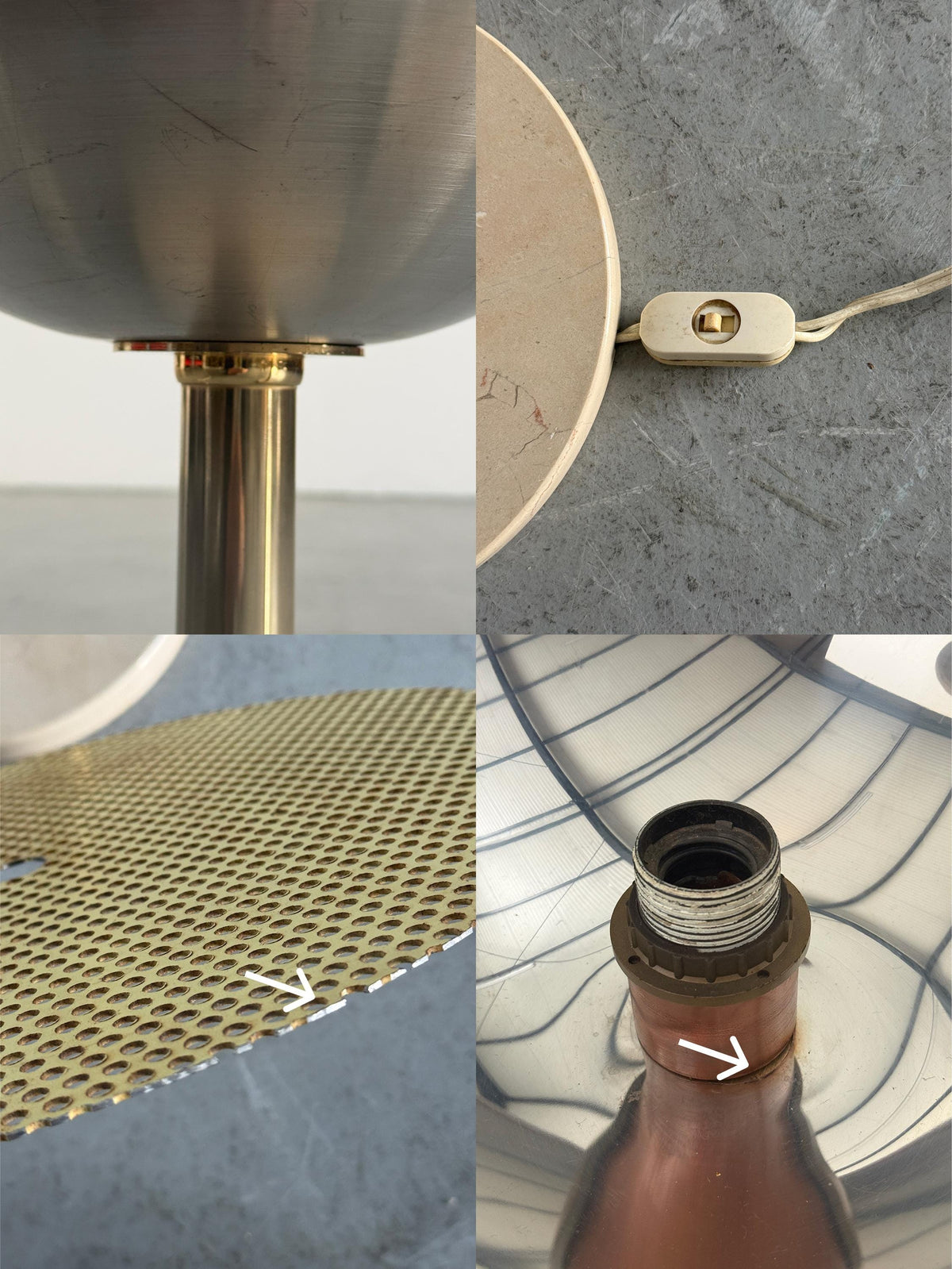 Perforated Metal Dome & Marble Base Lamp