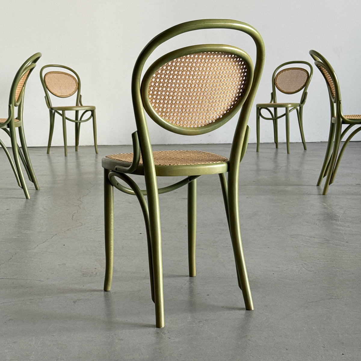 Thonet-Style Chairs in Sage Green Bentwood