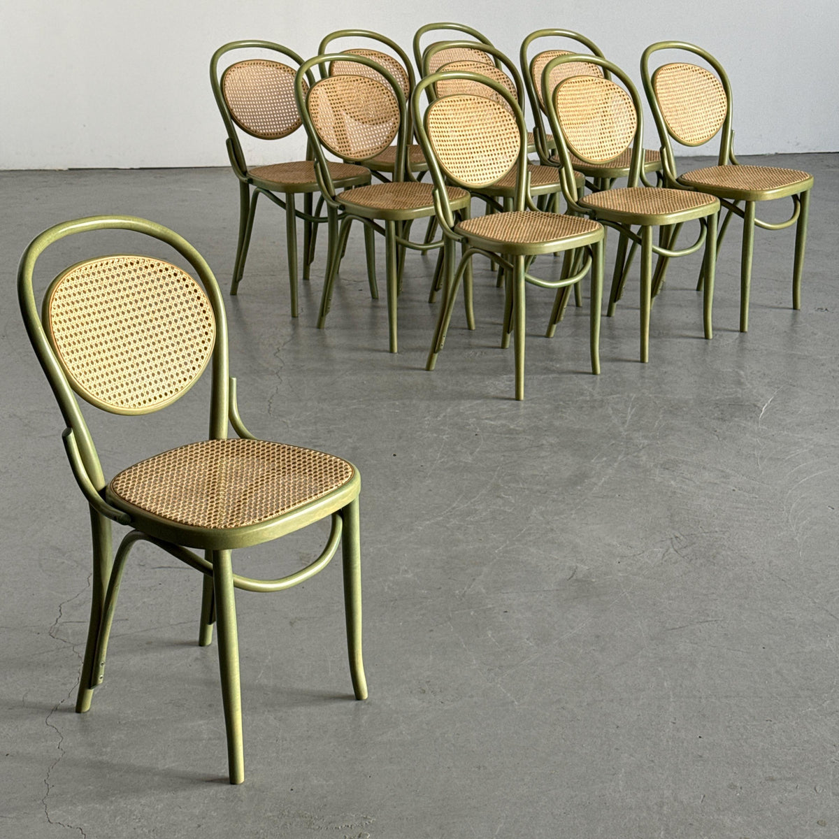 Thonet-Style Chairs in Sage Green Bentwood