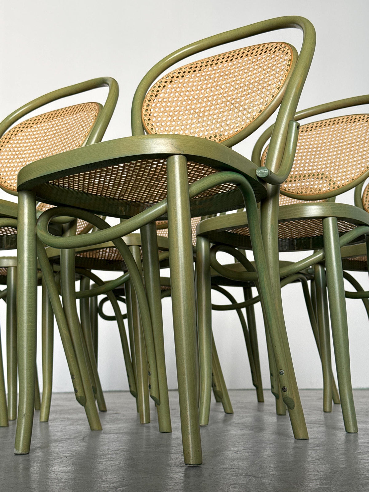 Thonet-Style Chairs in Sage Green Bentwood