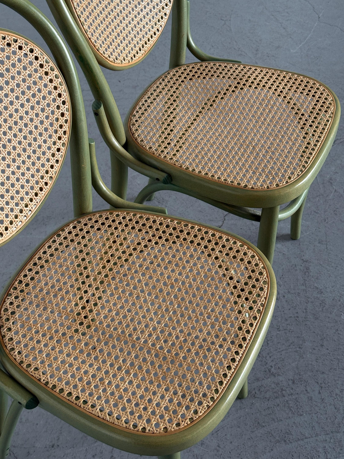 Thonet-Style Chairs in Sage Green Bentwood