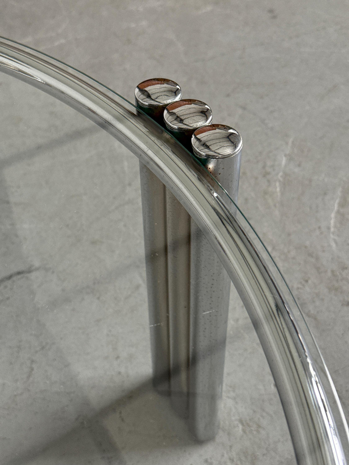 Round Geometric Chrome and Glass Coffee Table