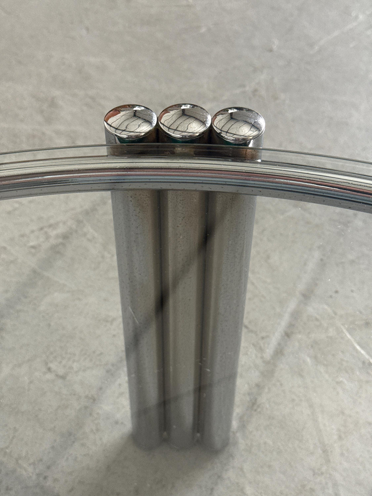 Round Geometric Chrome and Glass Coffee Table