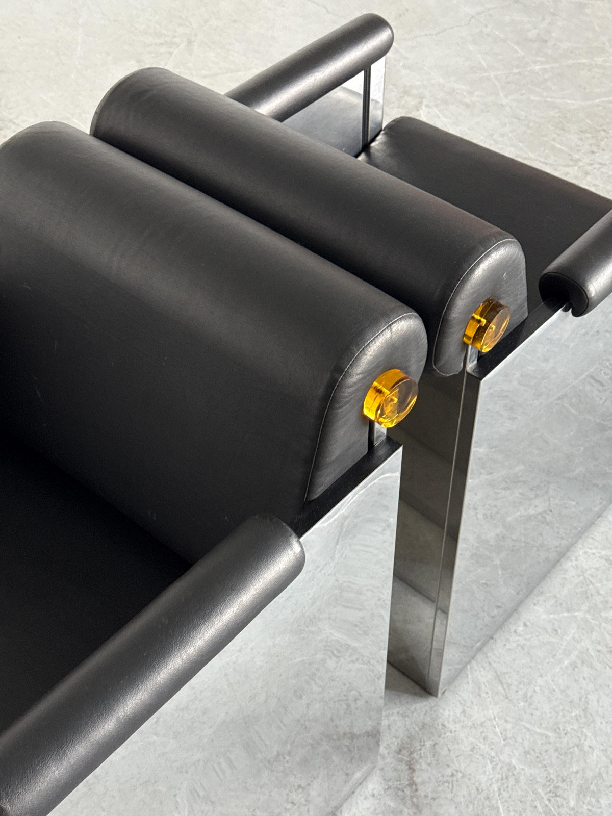 French Postmodern Armchairs in Polished Metal