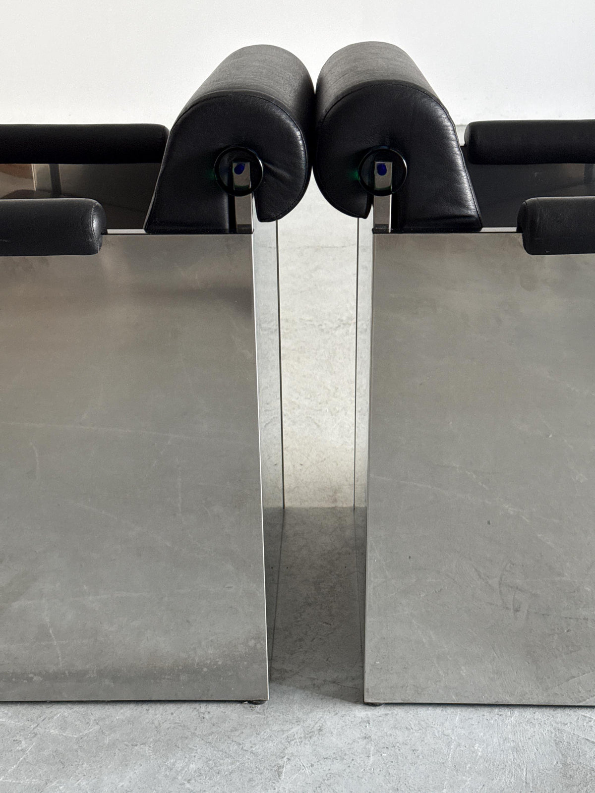 French Postmodern Armchairs in Polished Metal