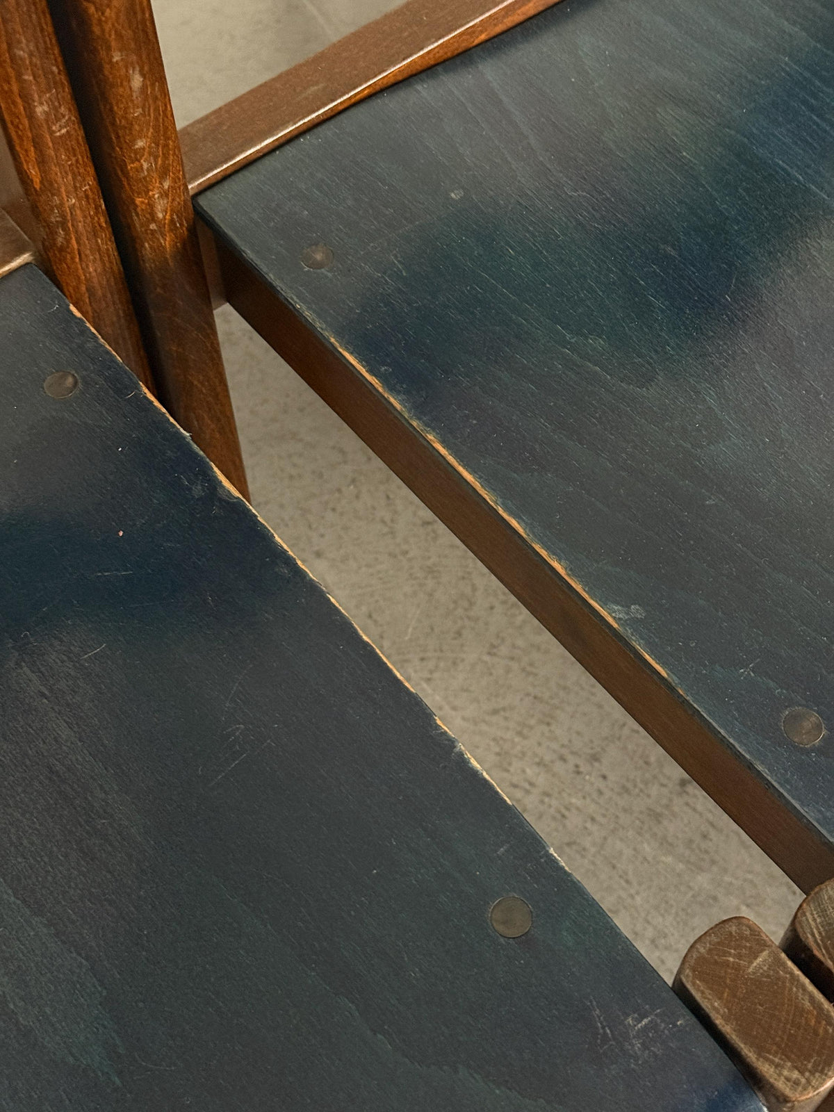 German Stacking Chairs in Petrol Blue Plywood