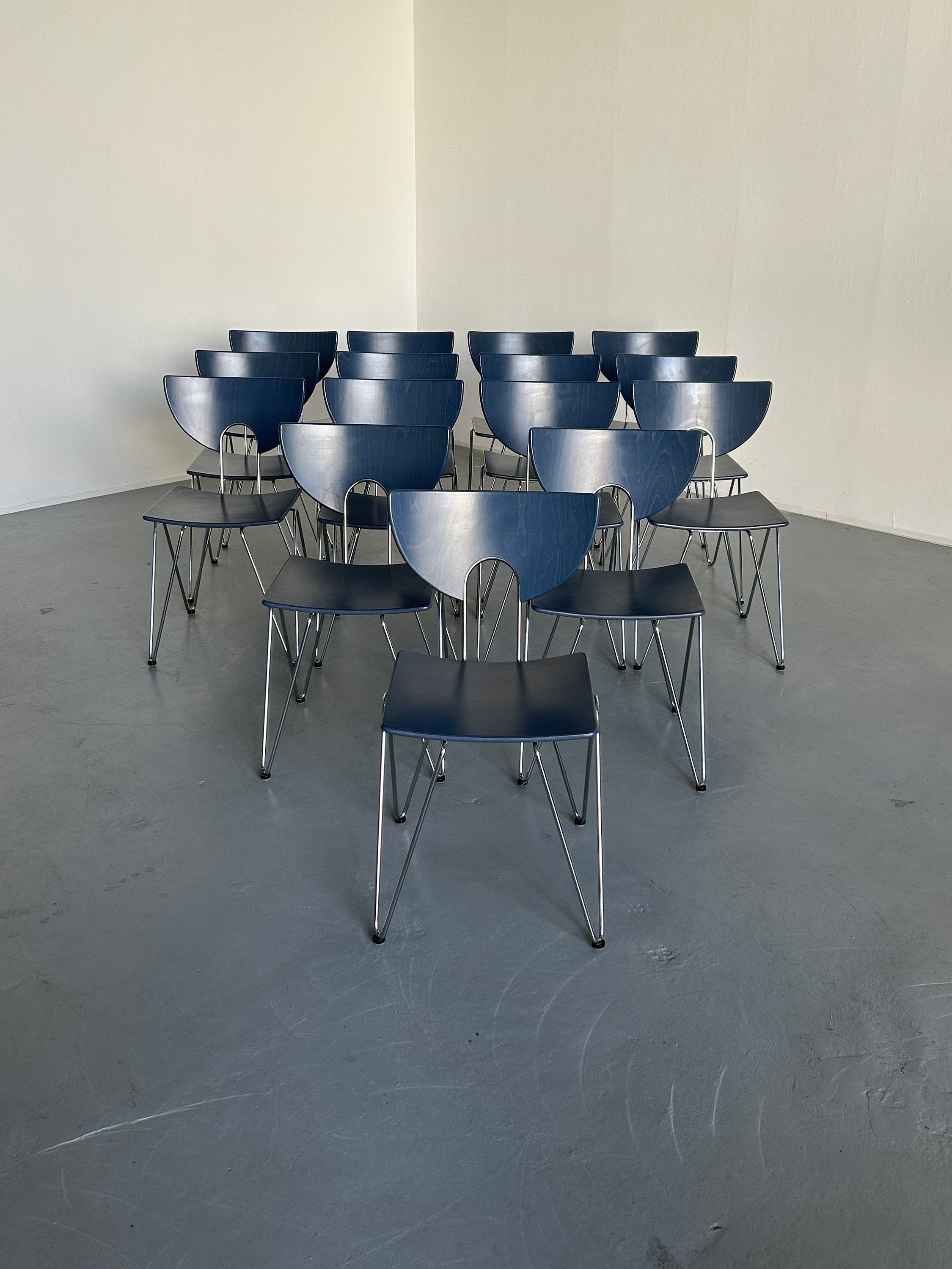 RESERVED Set of 4 Memphis Style Vintage Postmodern &#39;Mikado&#39; Dining Chairs By Kusch & Co, 1980s West Germany