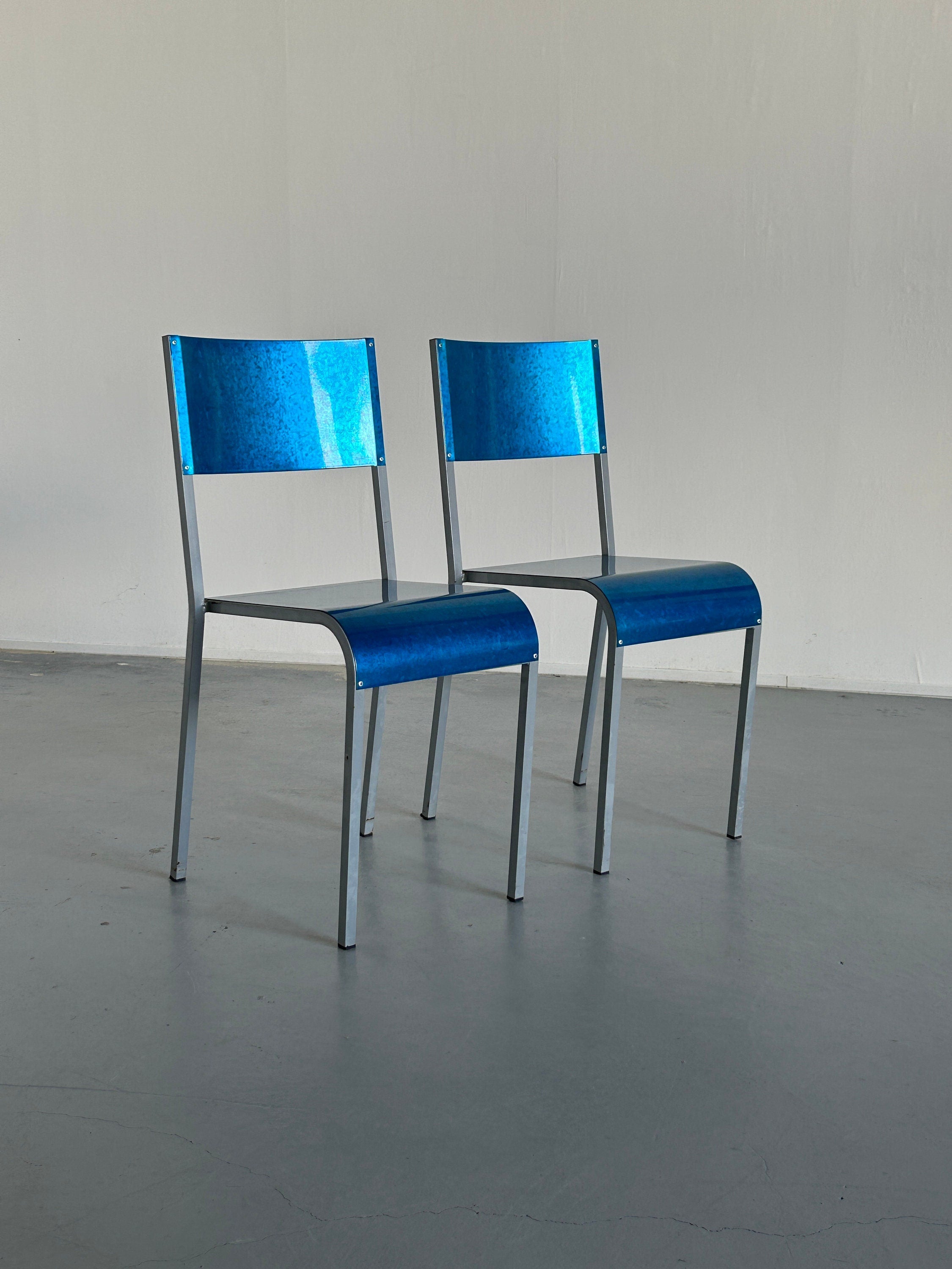 Industrial Galvanized Metal Dining Chairs by Parisotto, 1980s Italy