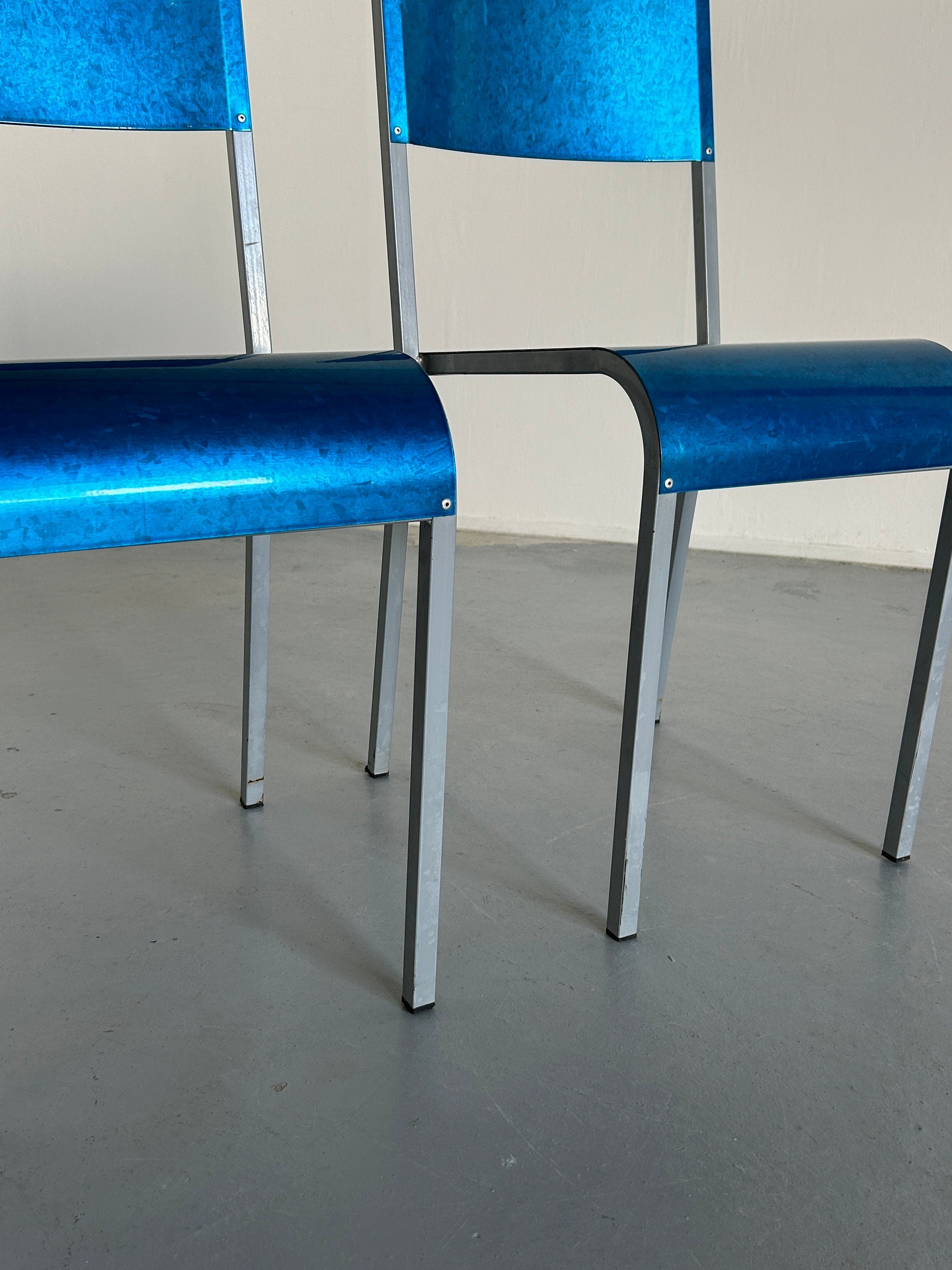 Industrial Galvanized Metal Dining Chairs by Parisotto, 1980s Italy