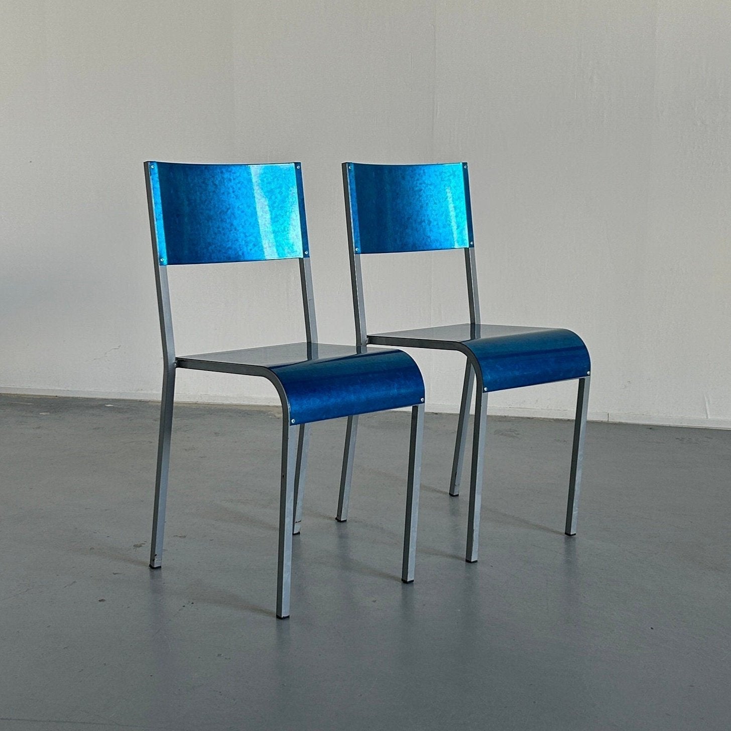 Industrial Galvanized Metal Dining Chairs by Parisotto, 1980s Italy