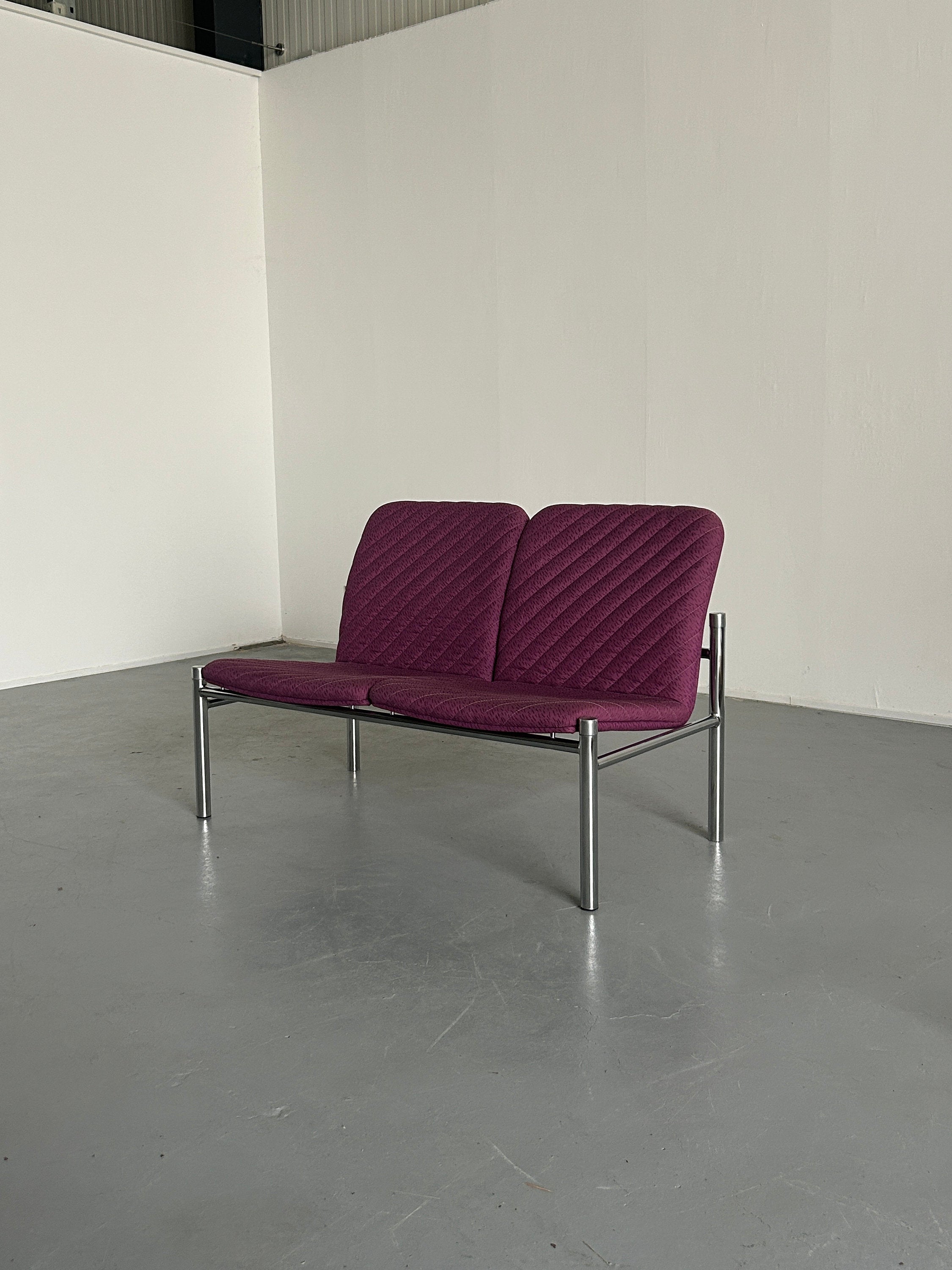 Chrome Loveseat Sofa by Wiesner Hager, 1980s Austria