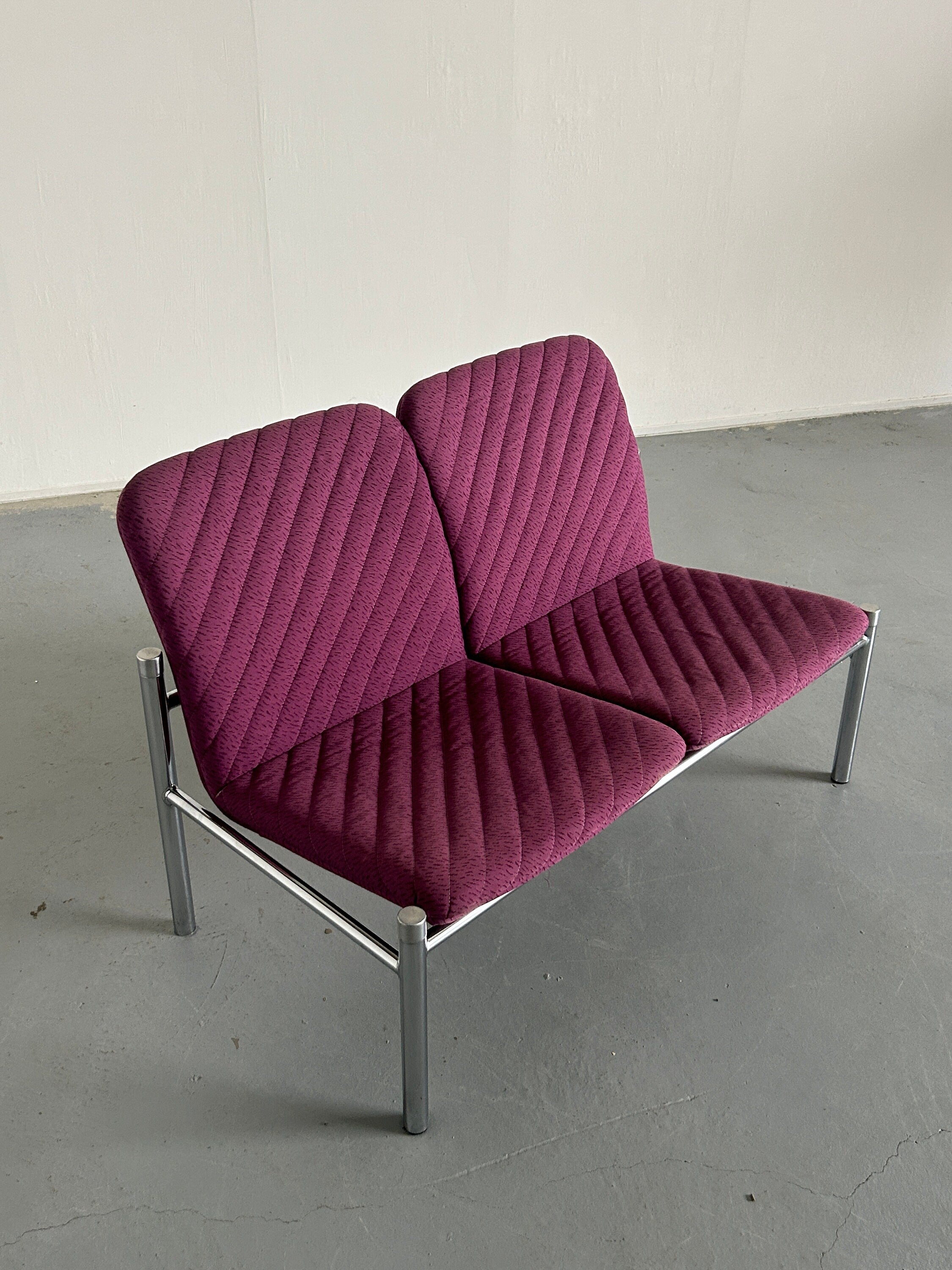 Chrome Loveseat Sofa by Wiesner Hager, 1980s Austria