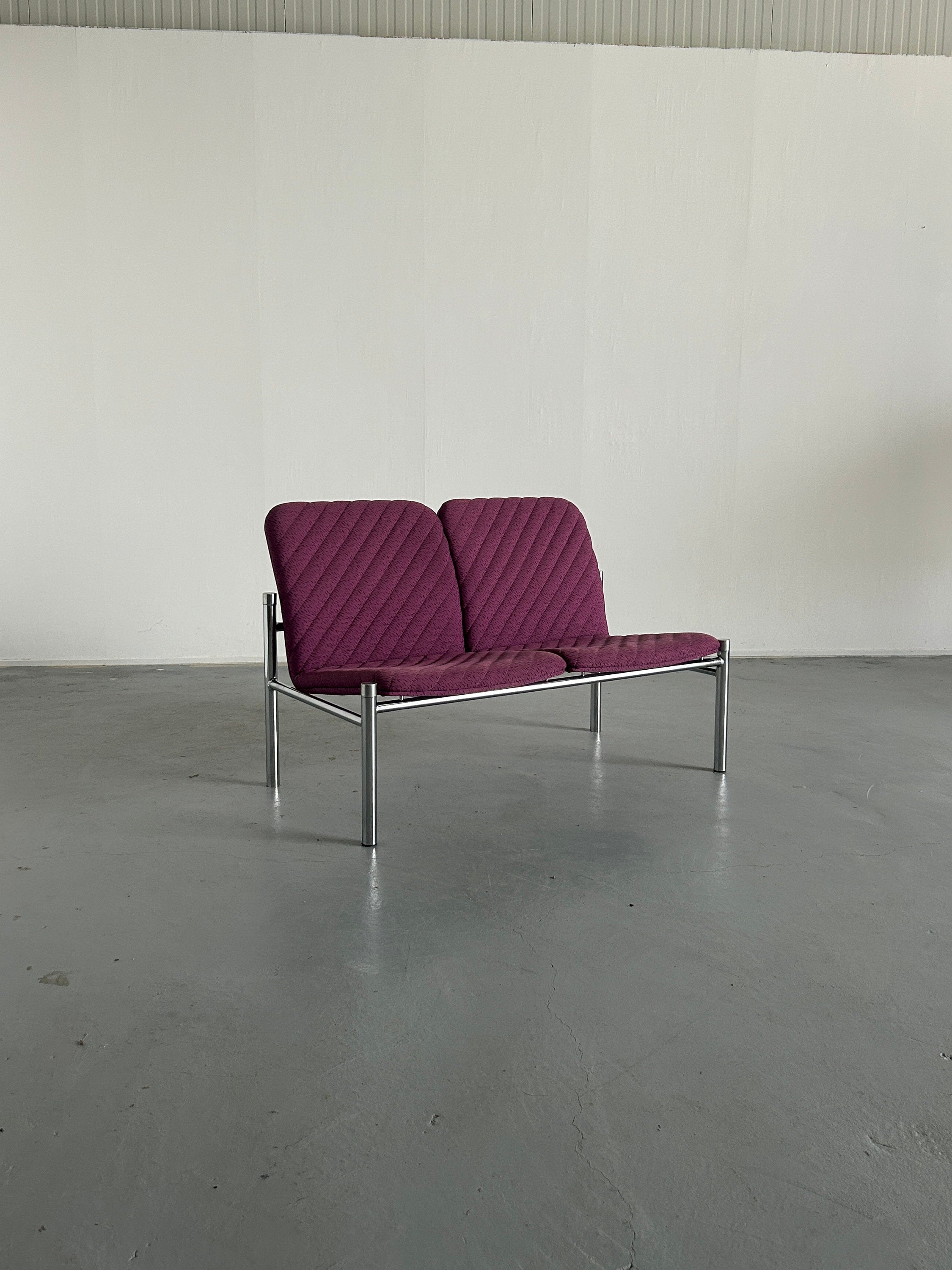 Chrome Loveseat Sofa by Wiesner Hager, 1980s Austria