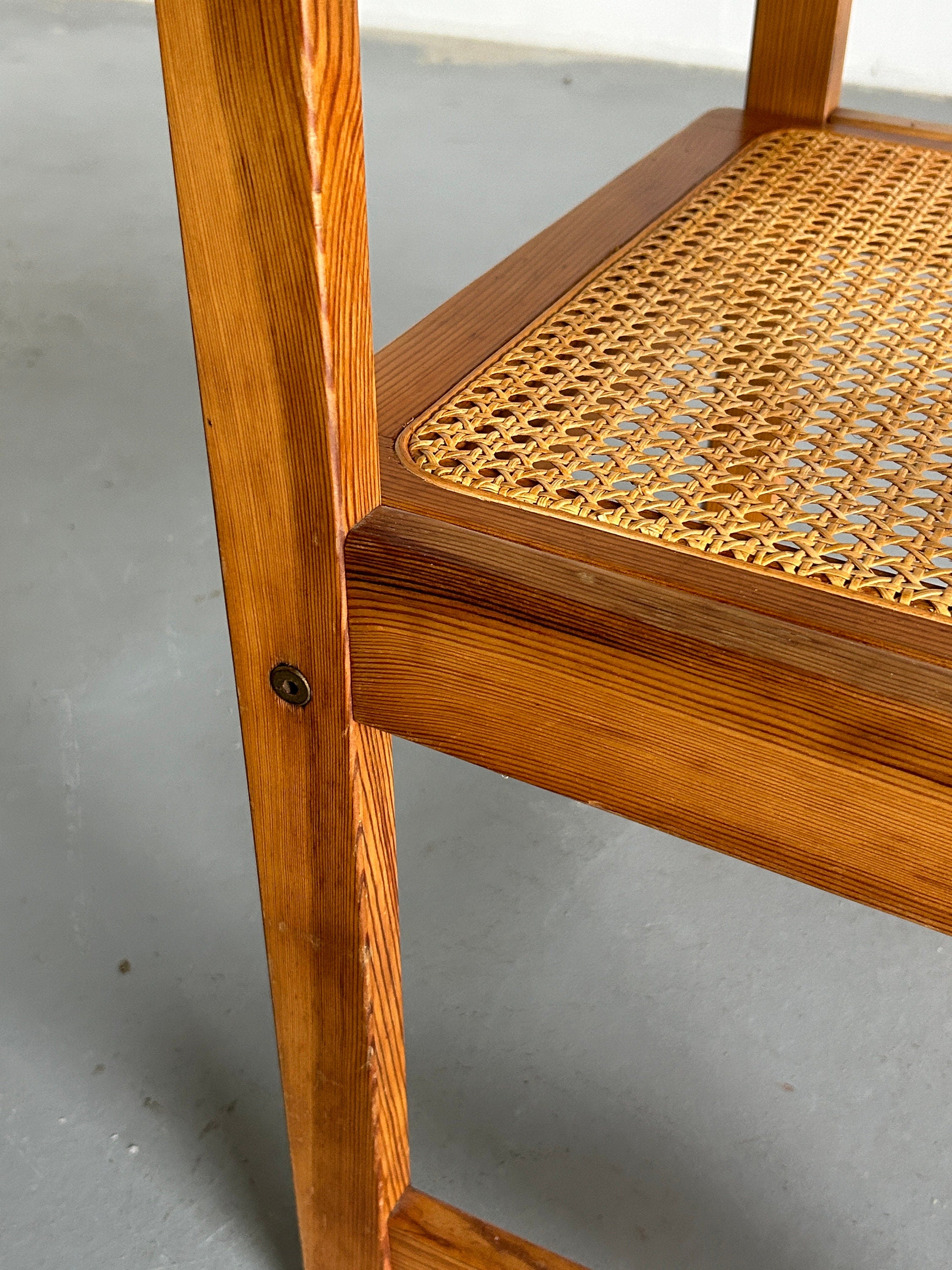 Vintage Italian Mid-Century Modern Constructivist Wooden Dining Chair in Beech and Cane, 1960s
