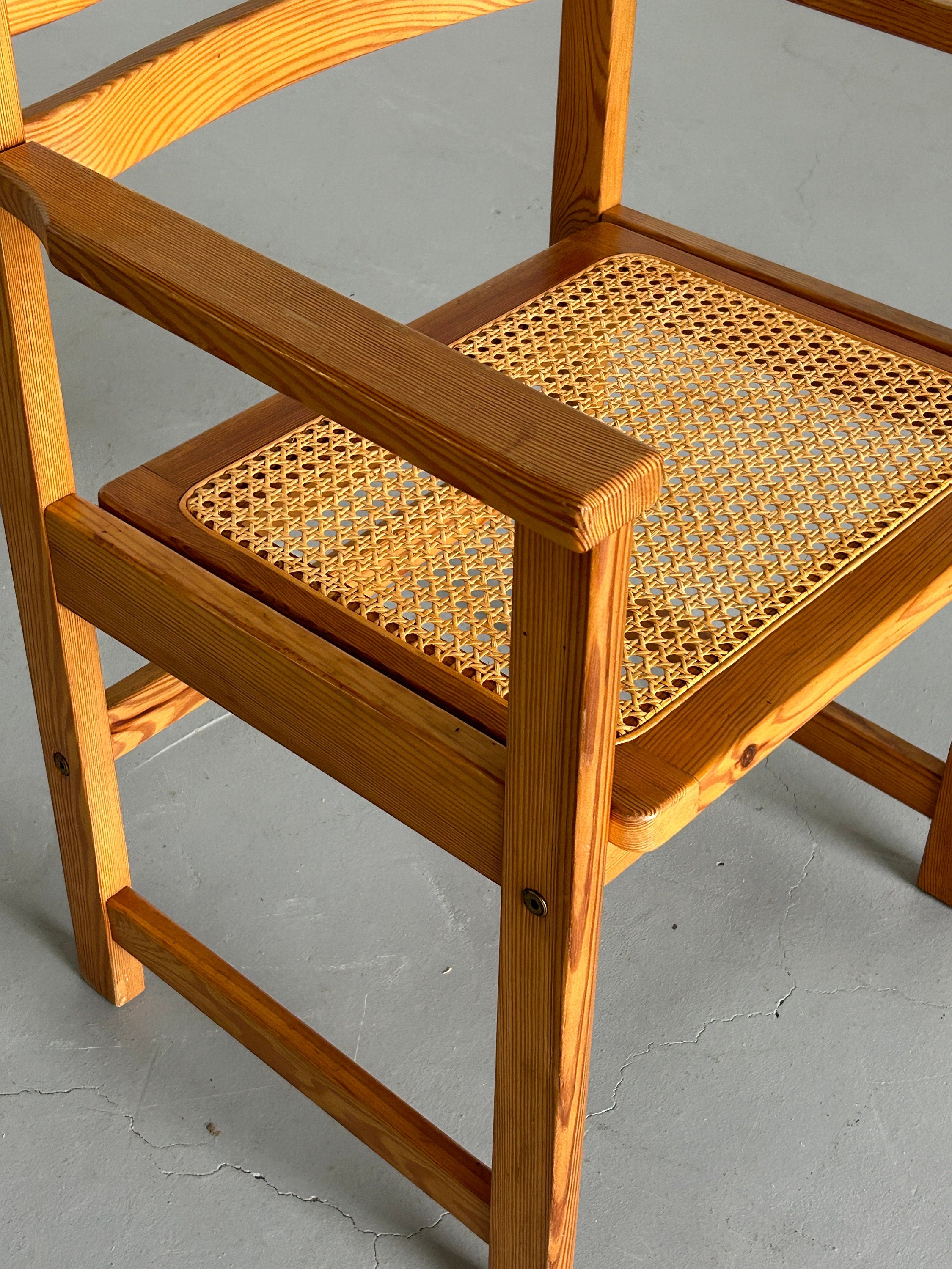 Vintage Italian Mid-Century Modern Constructivist Wooden Dining Chair in Beech and Cane, 1960s