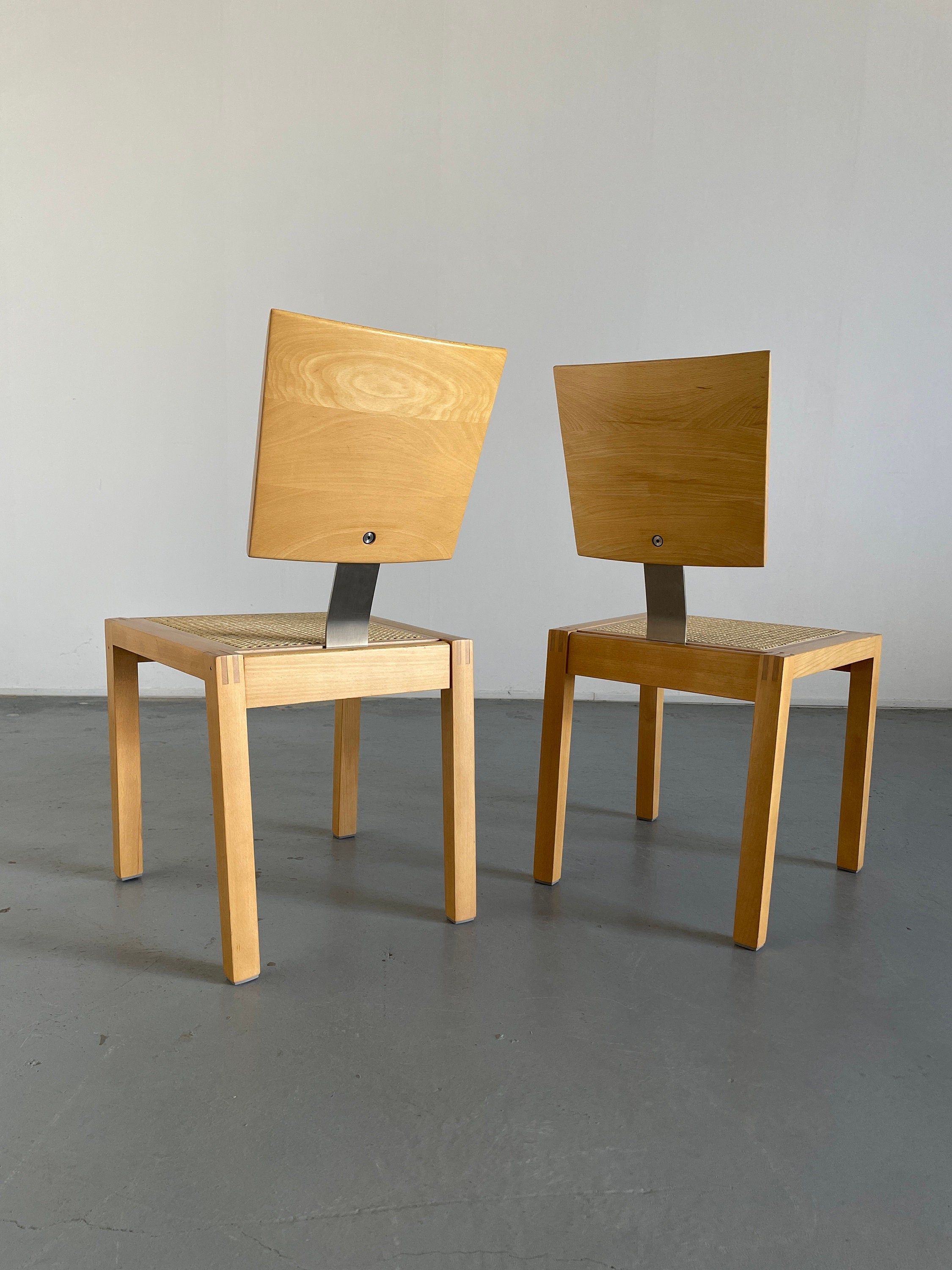 Beechwood and Cane Dining Chairs, 1990s Germany
