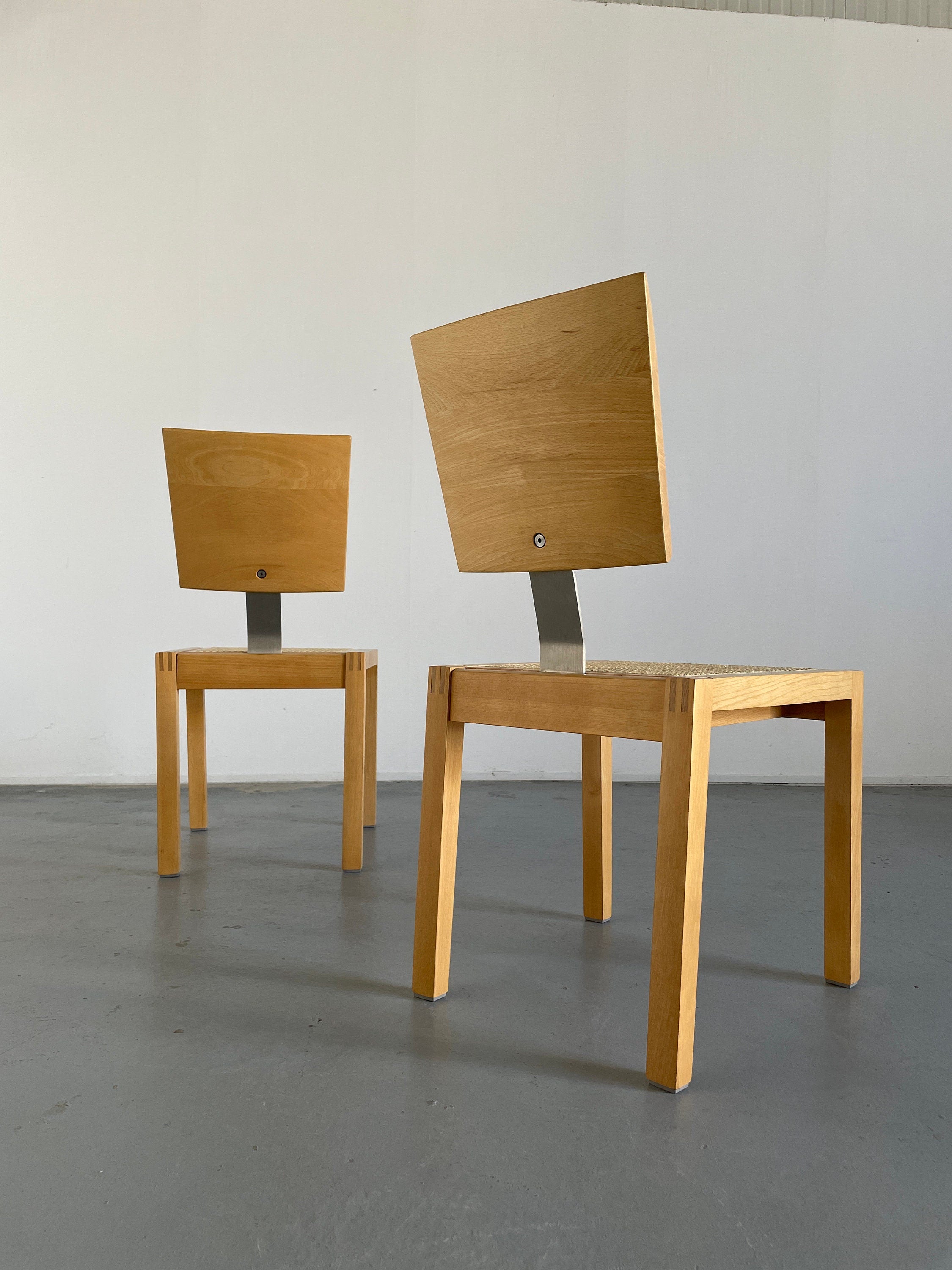 Beechwood and Cane Dining Chairs, 1990s Germany