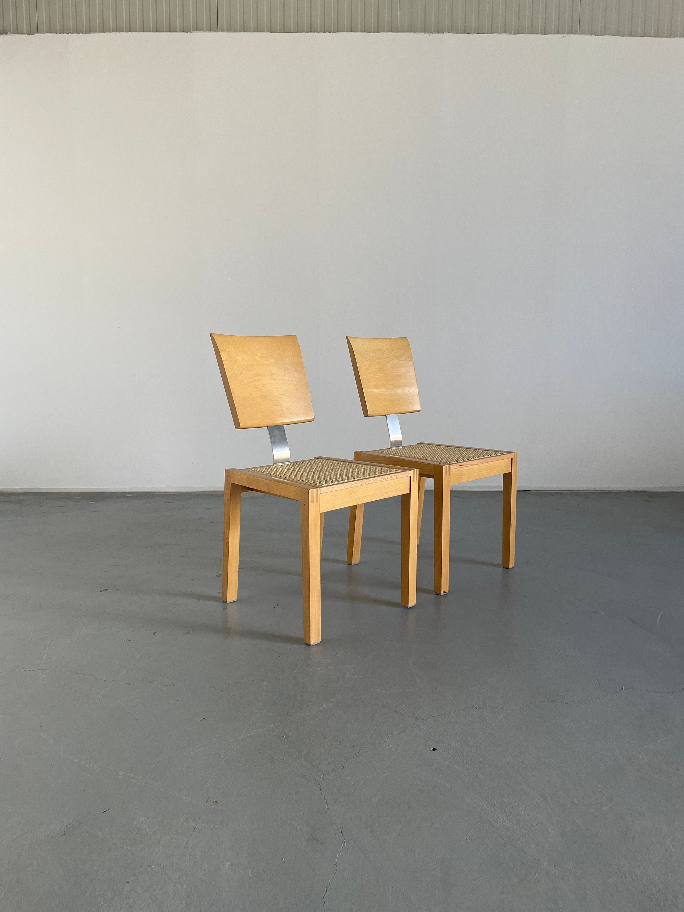 Beechwood and Cane Dining Chairs, 1990s Germany
