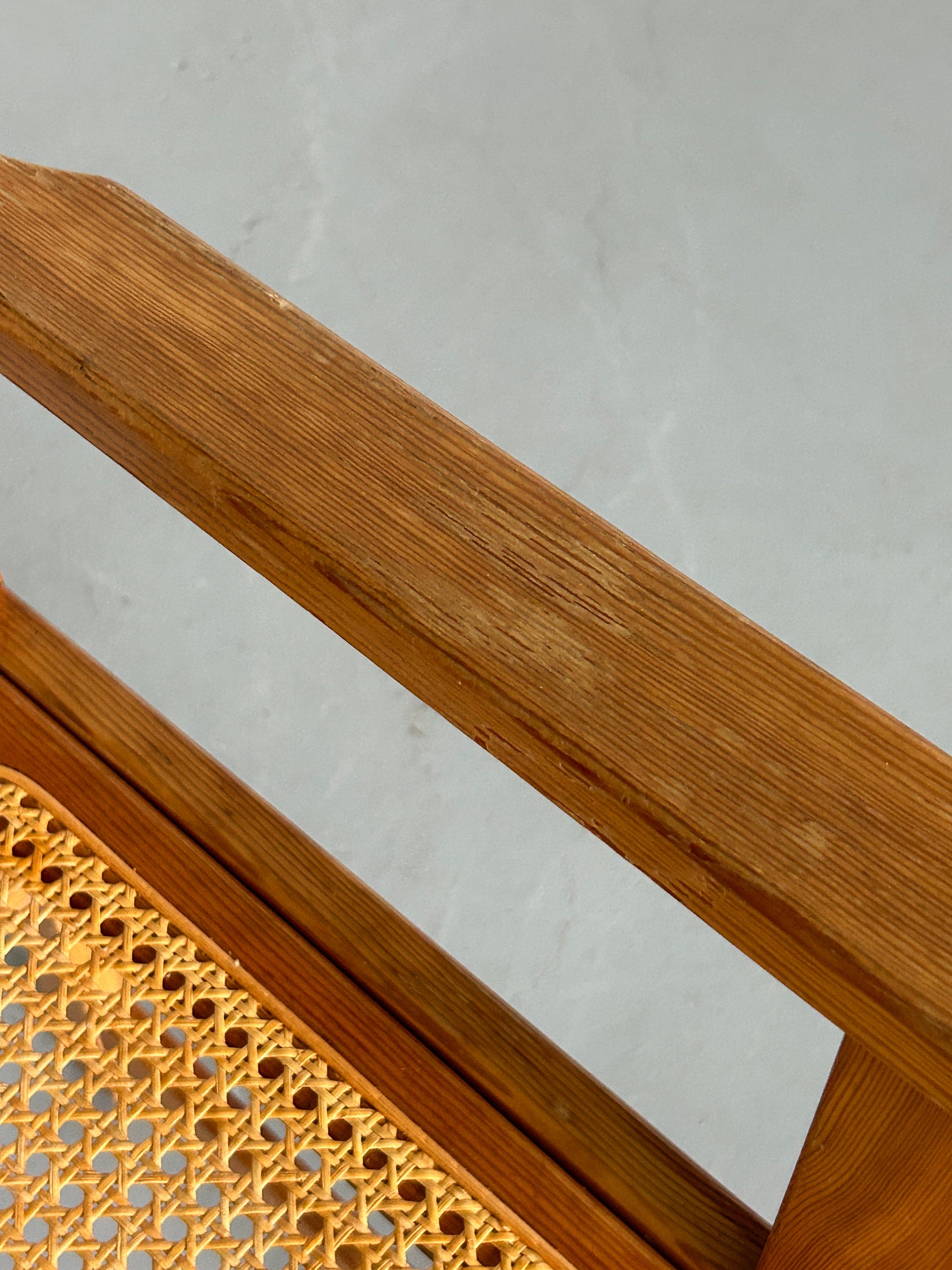 Vintage Italian Mid-Century Modern Constructivist Wooden Dining Chair in Beech and Cane, 1960s