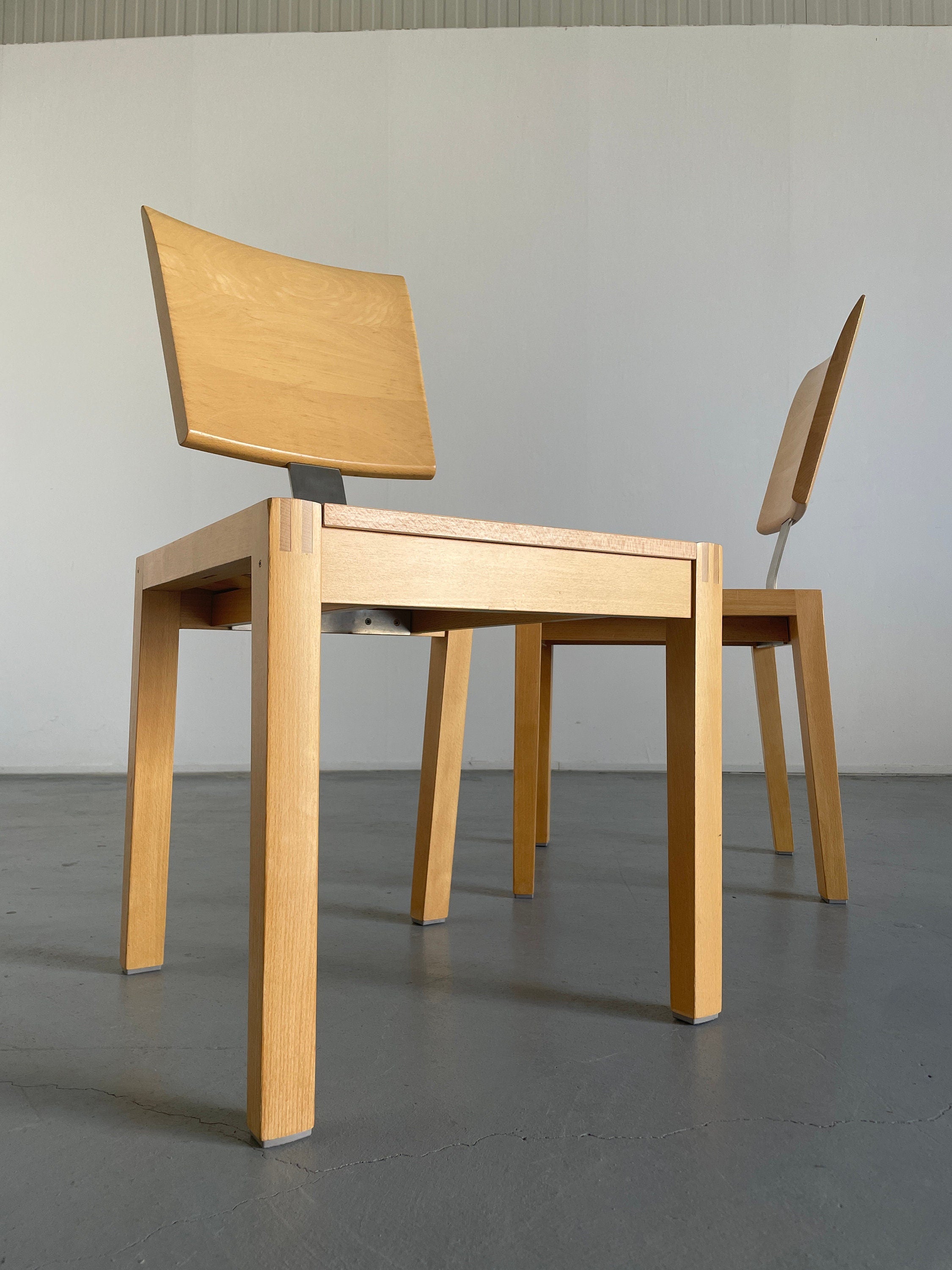 Beechwood and Cane Dining Chairs, 1990s Germany