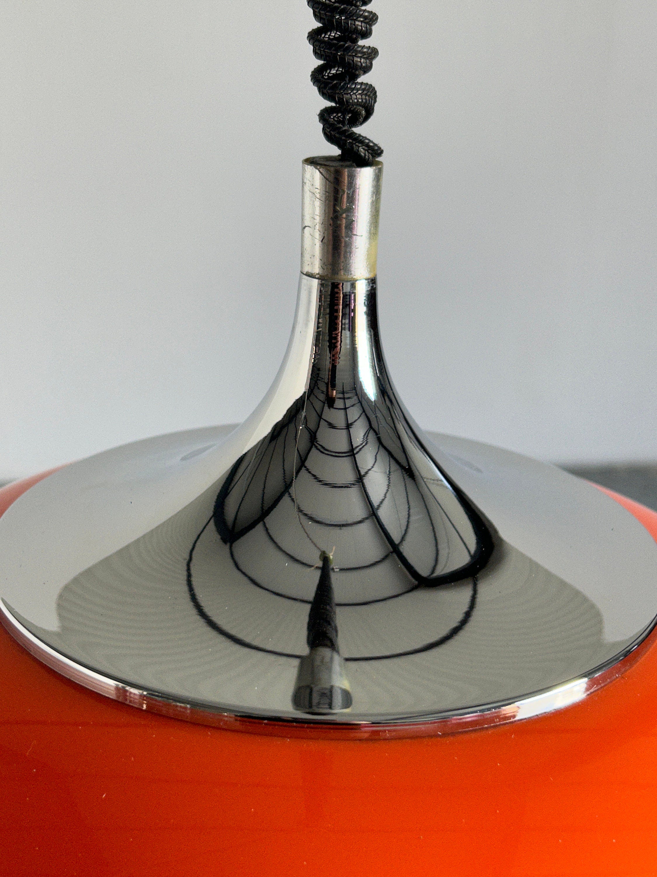 Space Age Orange Pendant Lamp by Harvey Guzzini for Meblo, 1970s