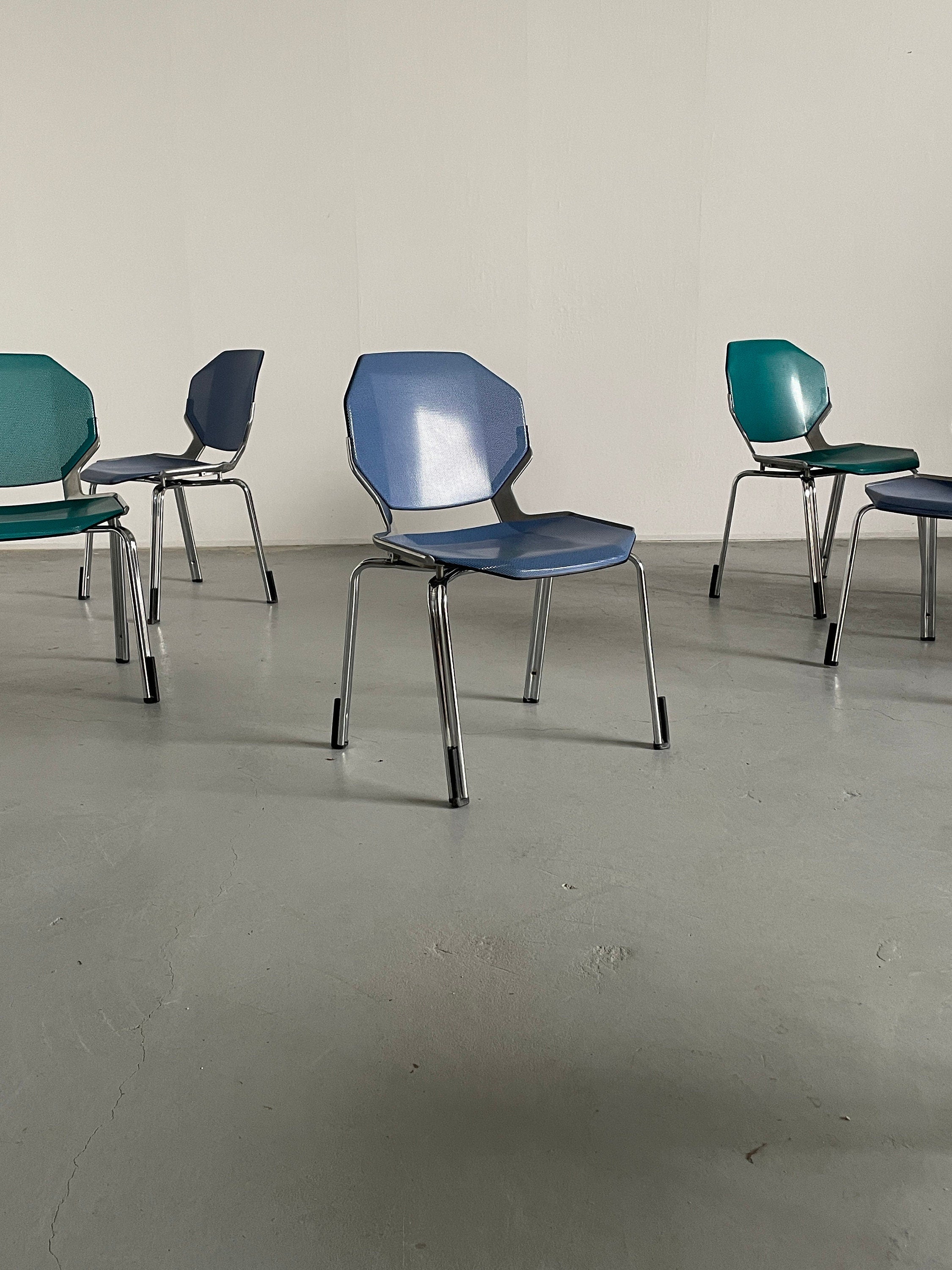 Futuristic Octagonal Metal Chairs by Froscher Sitform, 1990s