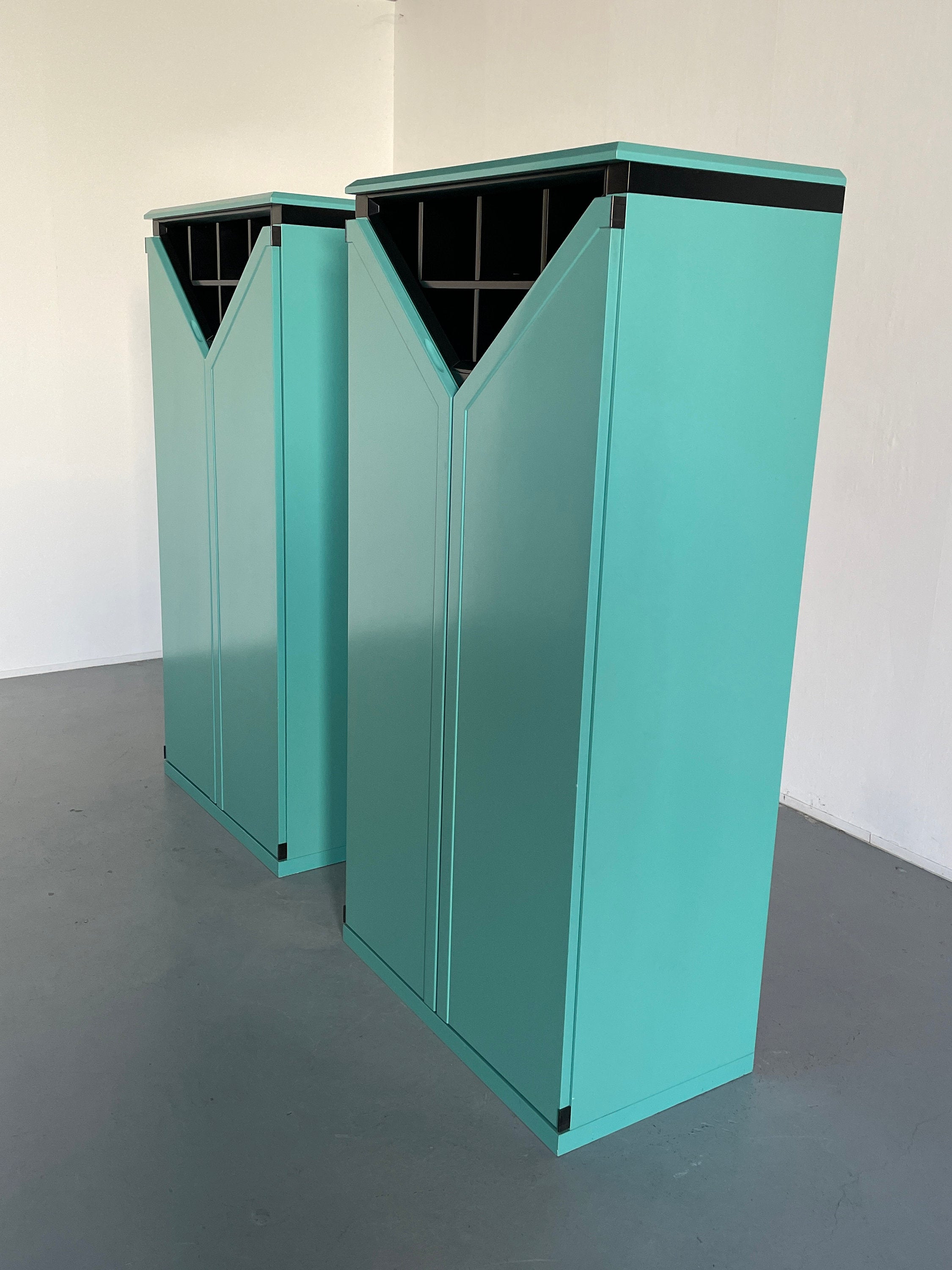 Memphis Style Mint Green Bar Cabinets by KAPO Mobelwerkstatten, 1980s Austria