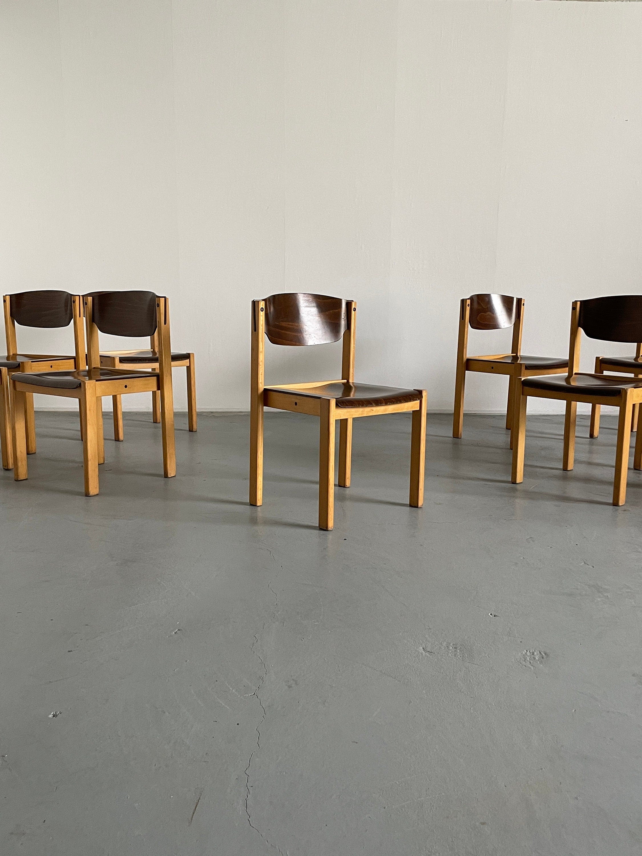 Mid-Century Modern Stackable Beechwood Chairs, 1970s