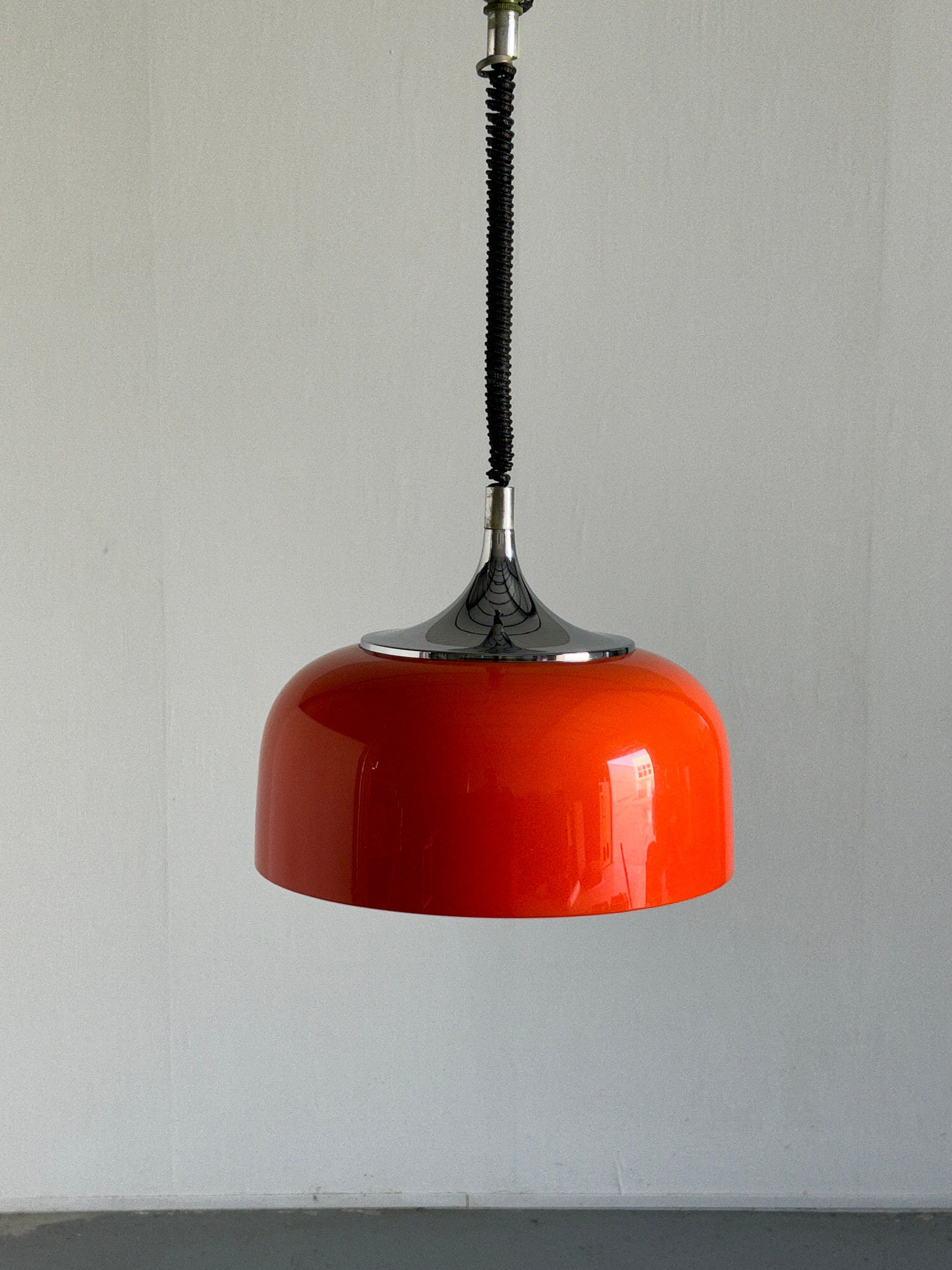 Space Age Orange Pendant Lamp by Harvey Guzzini for Meblo, 1970s