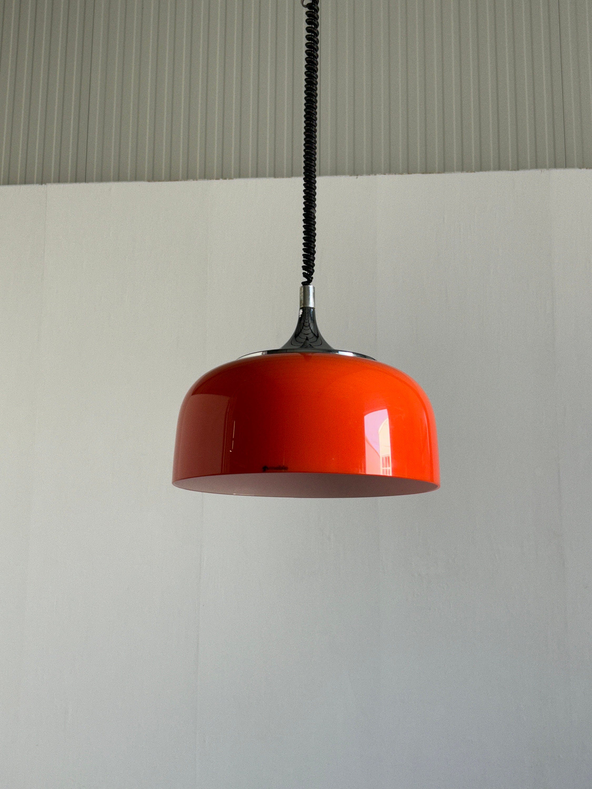 Space Age Orange Pendant Lamp by Harvey Guzzini for Meblo, 1970s