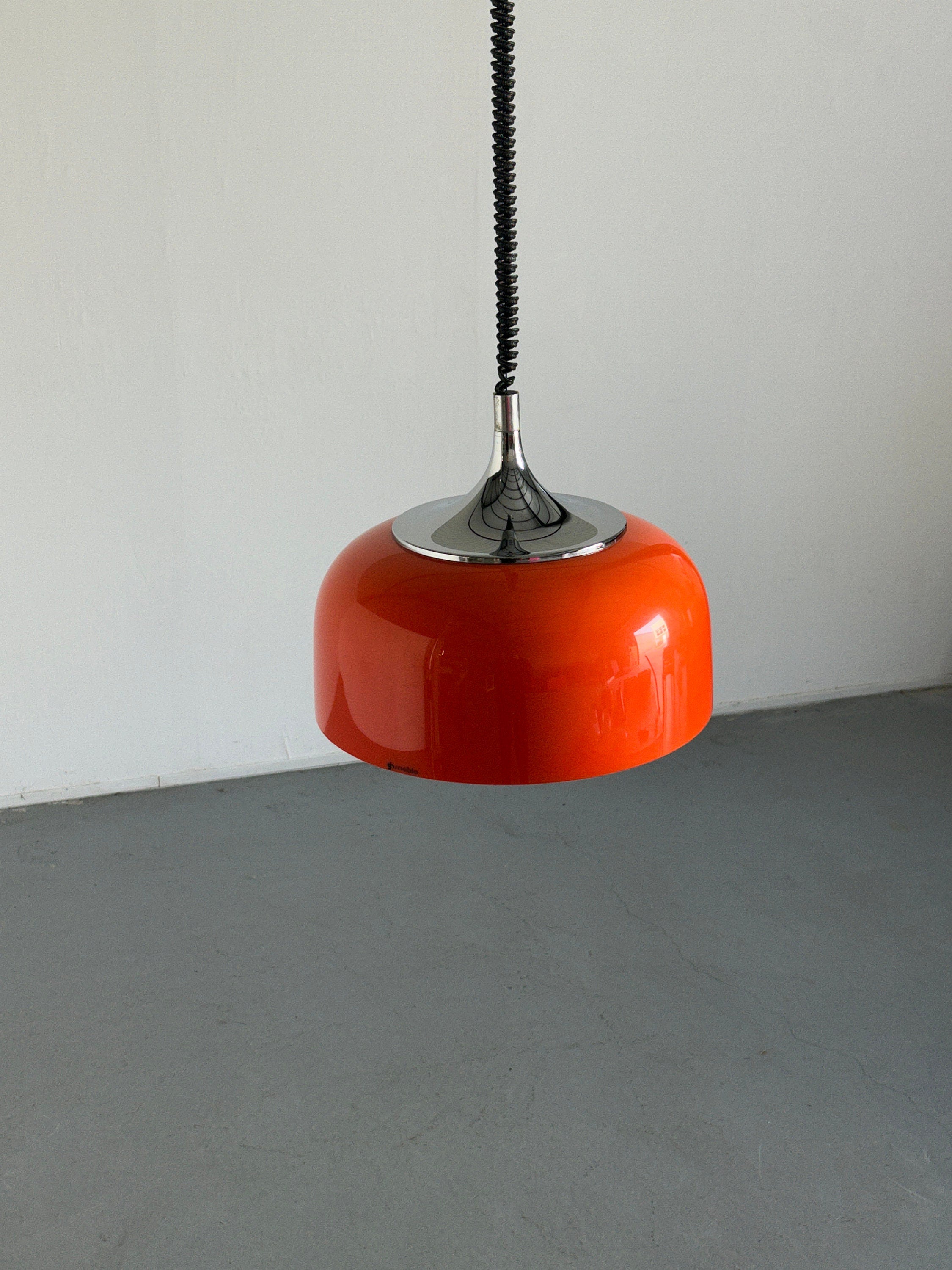 Space Age Orange Pendant Lamp by Harvey Guzzini for Meblo, 1970s