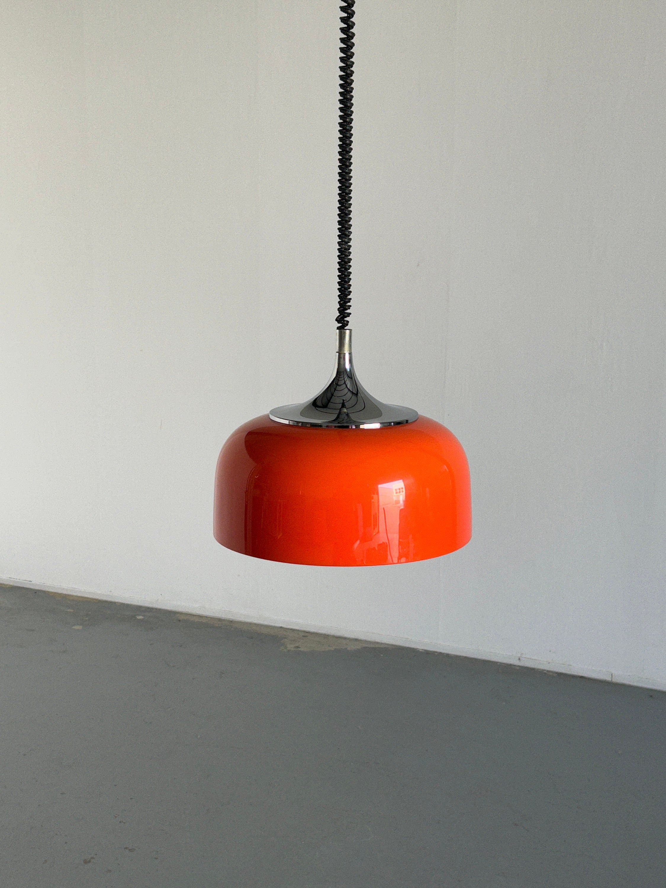 Space Age Orange Pendant Lamp by Harvey Guzzini for Meblo, 1970s