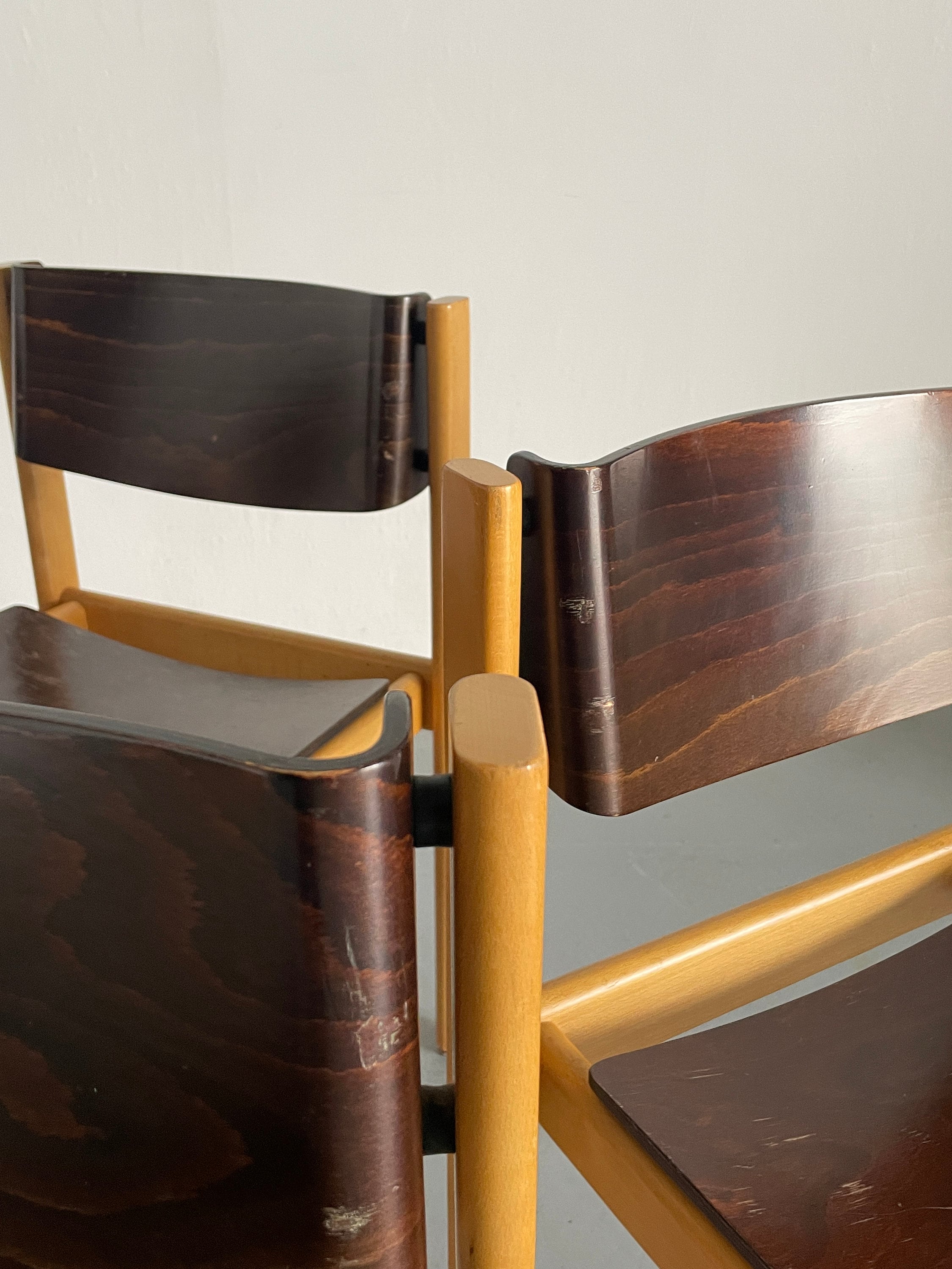 Mid-Century Bentwood Stackable Chairs in the Style of Roland Rainer, 1970s