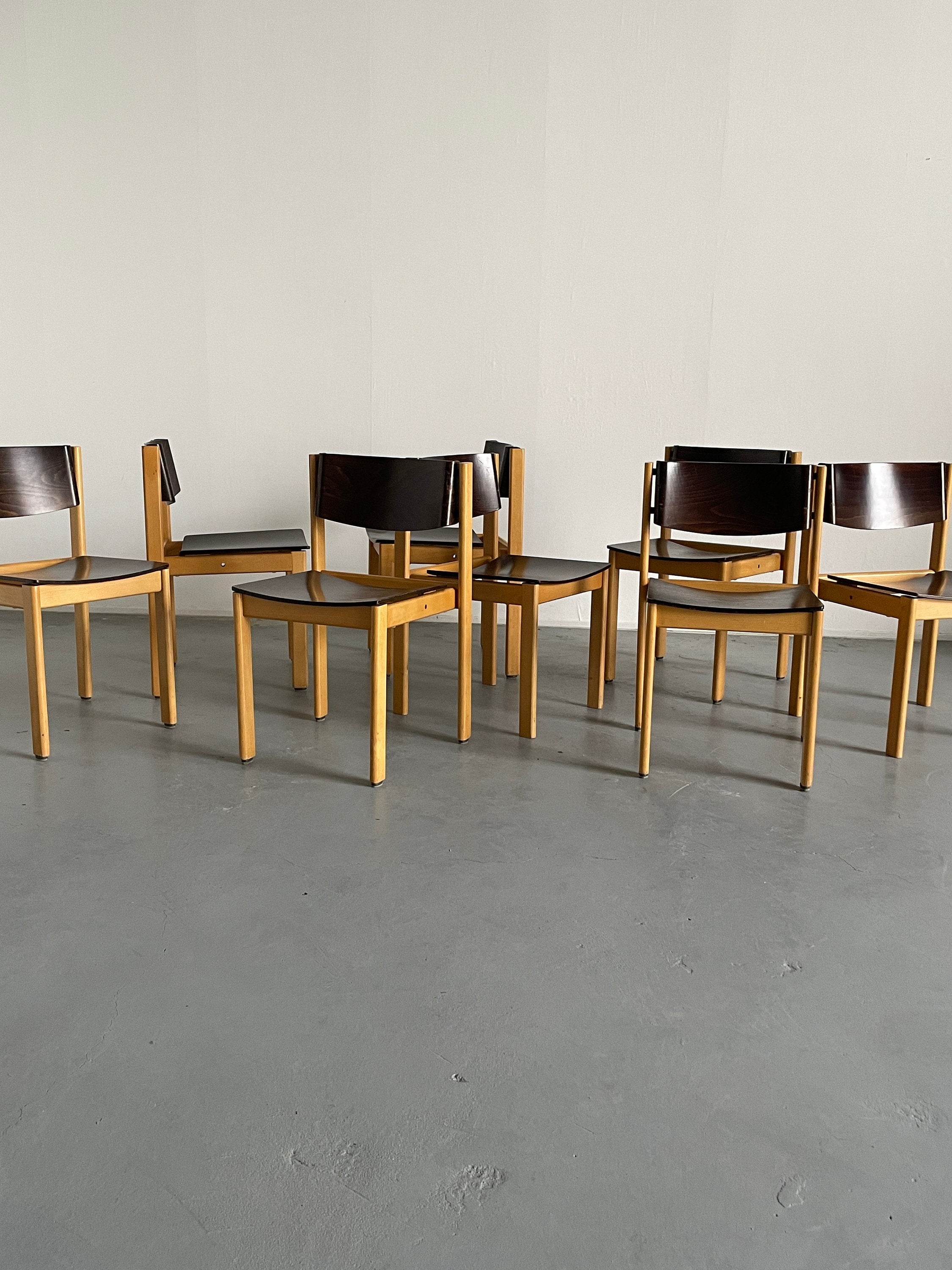 Mid-Century Bentwood Stackable Chairs in the Style of Roland Rainer, 1970s
