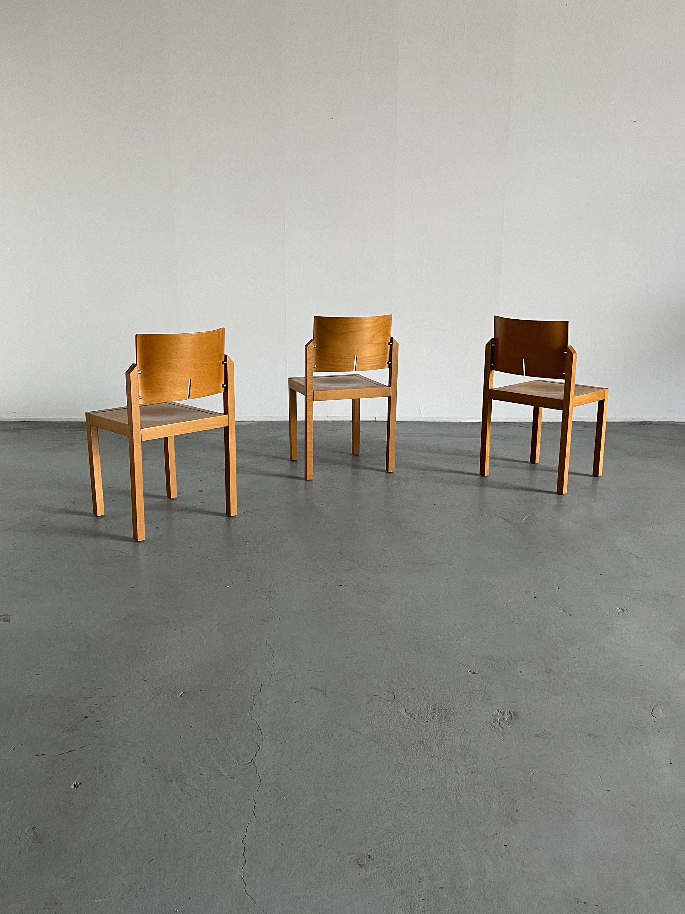 Thonet Postmodern Sculptural Wooden Stackable Chairs, 1990s