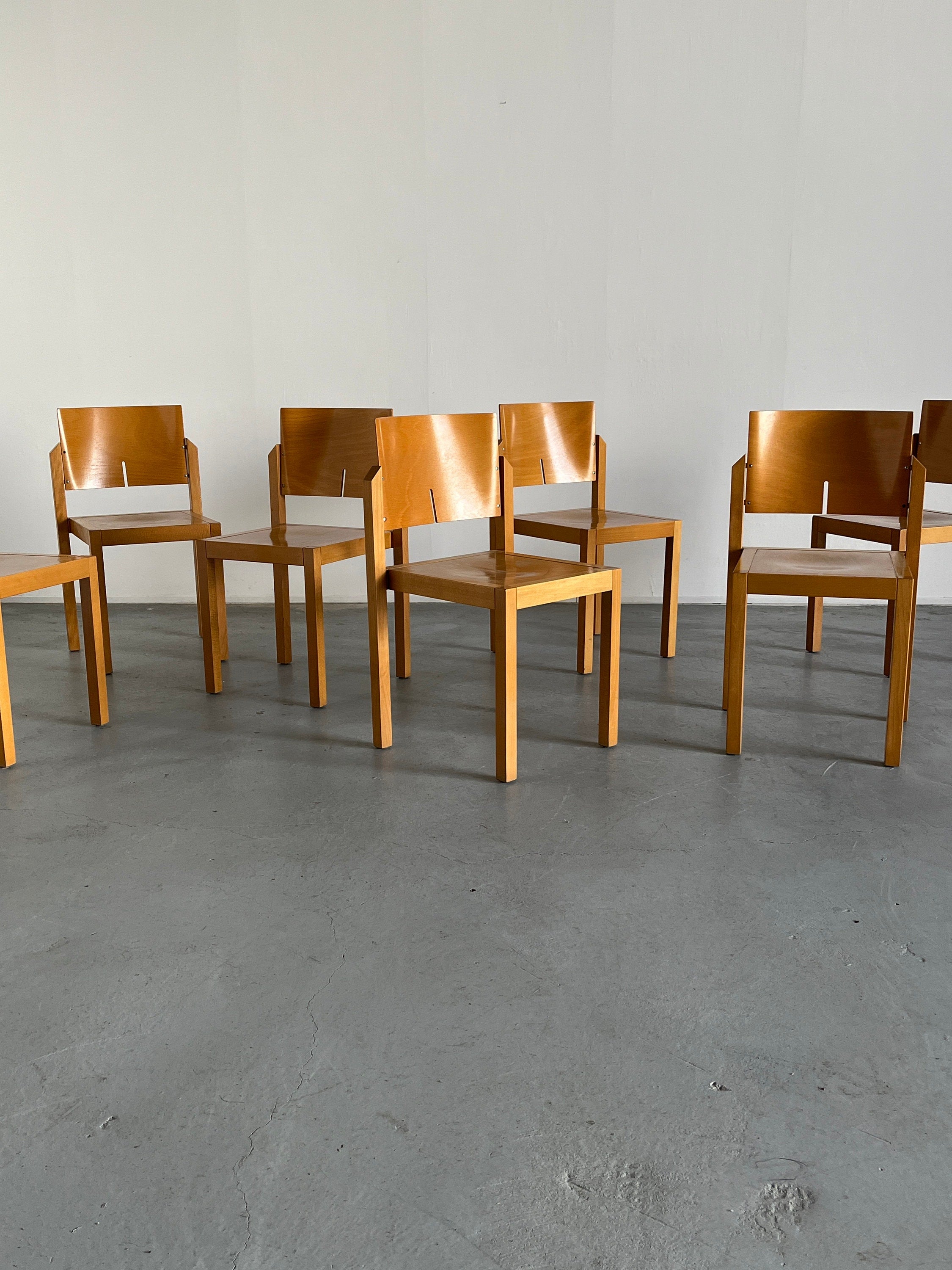 Thonet Postmodern Sculptural Wooden Stackable Chairs, 1990s