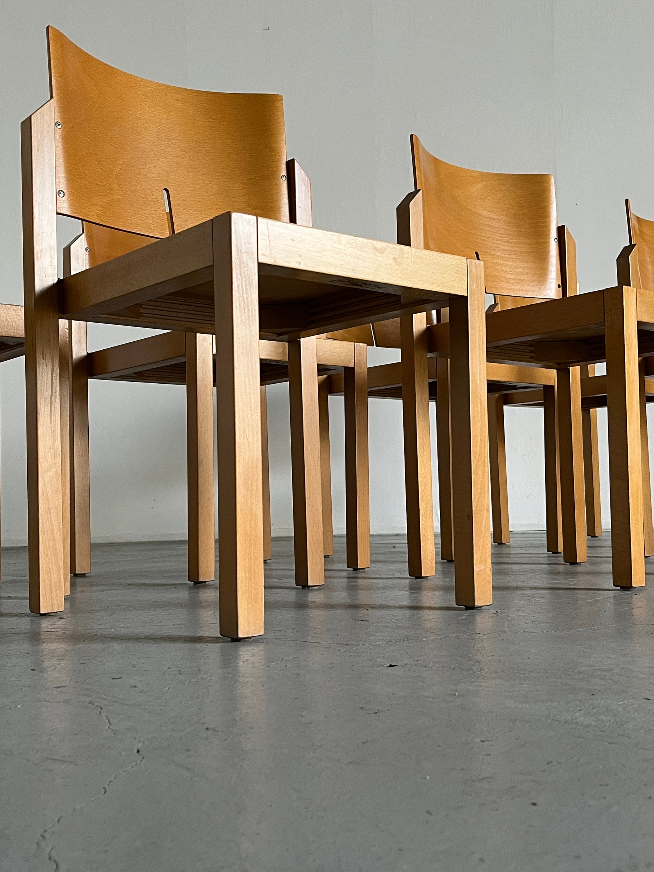 Thonet Postmodern Sculptural Wooden Stackable Chairs, 1990s