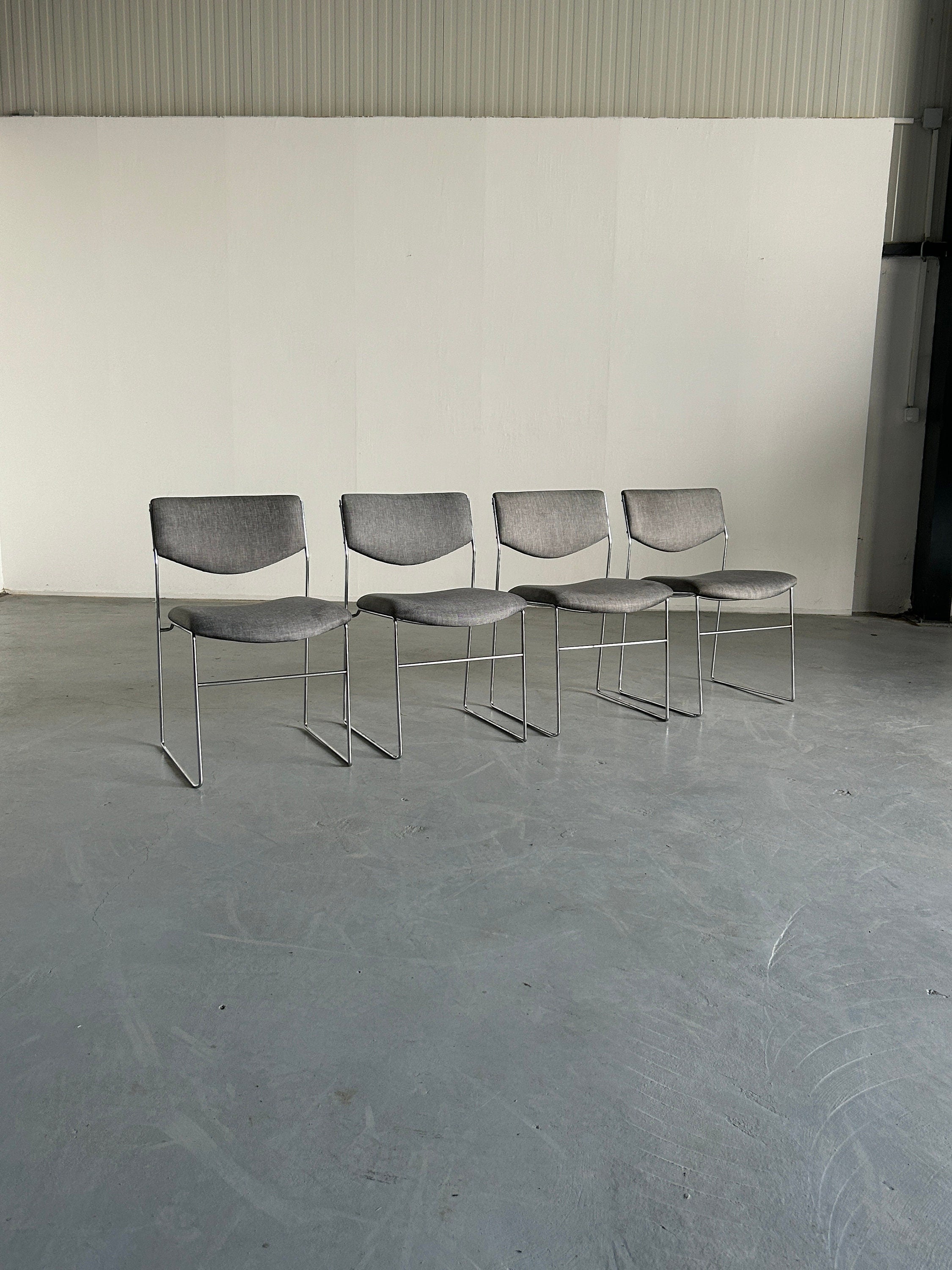 Set of 4 Minimalist Wire Dining Chairs by Laesko Studioform International, 1980s