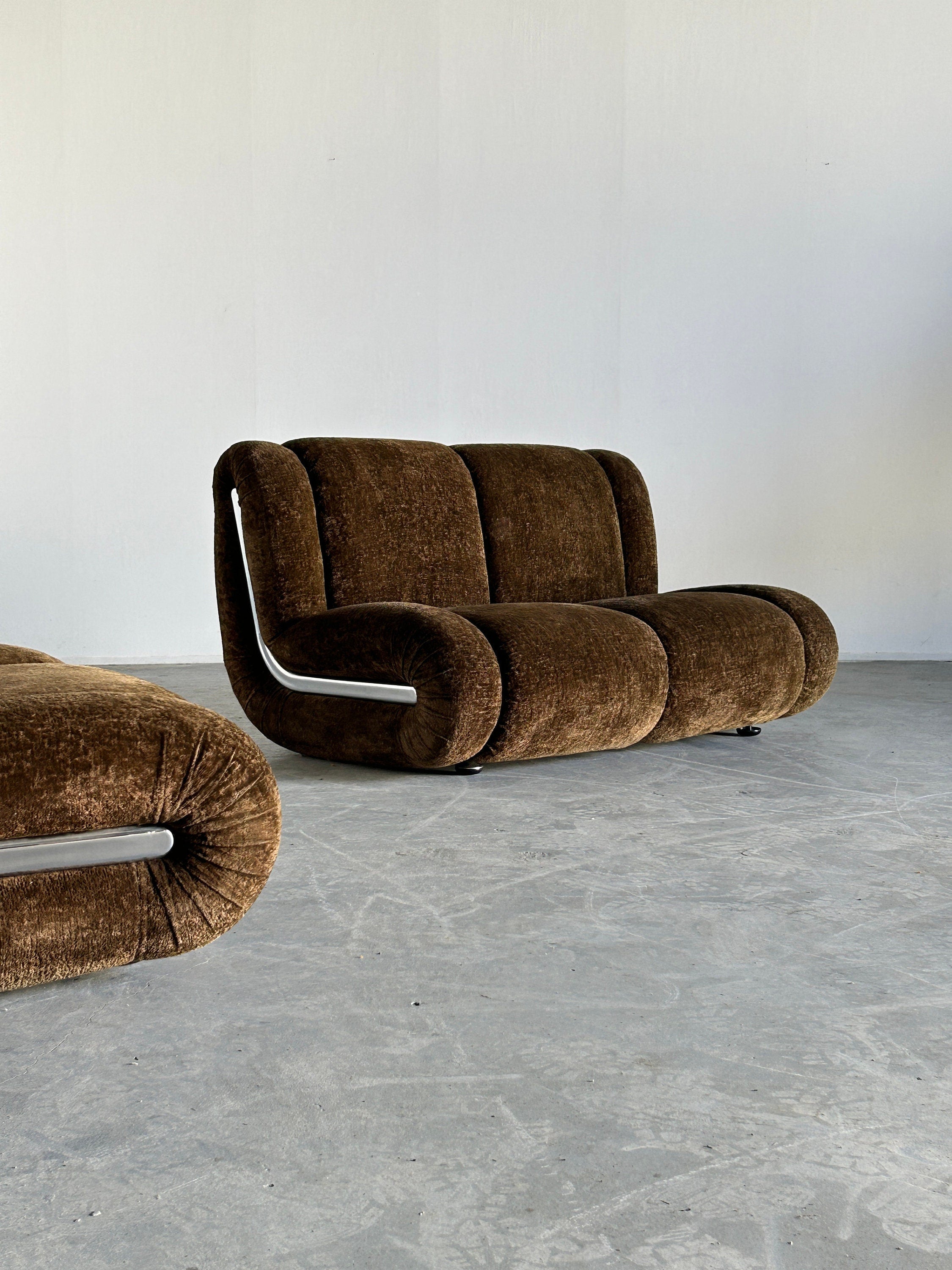 Cloud Modular Velvet Sofa Set Attributed to 1P Italy