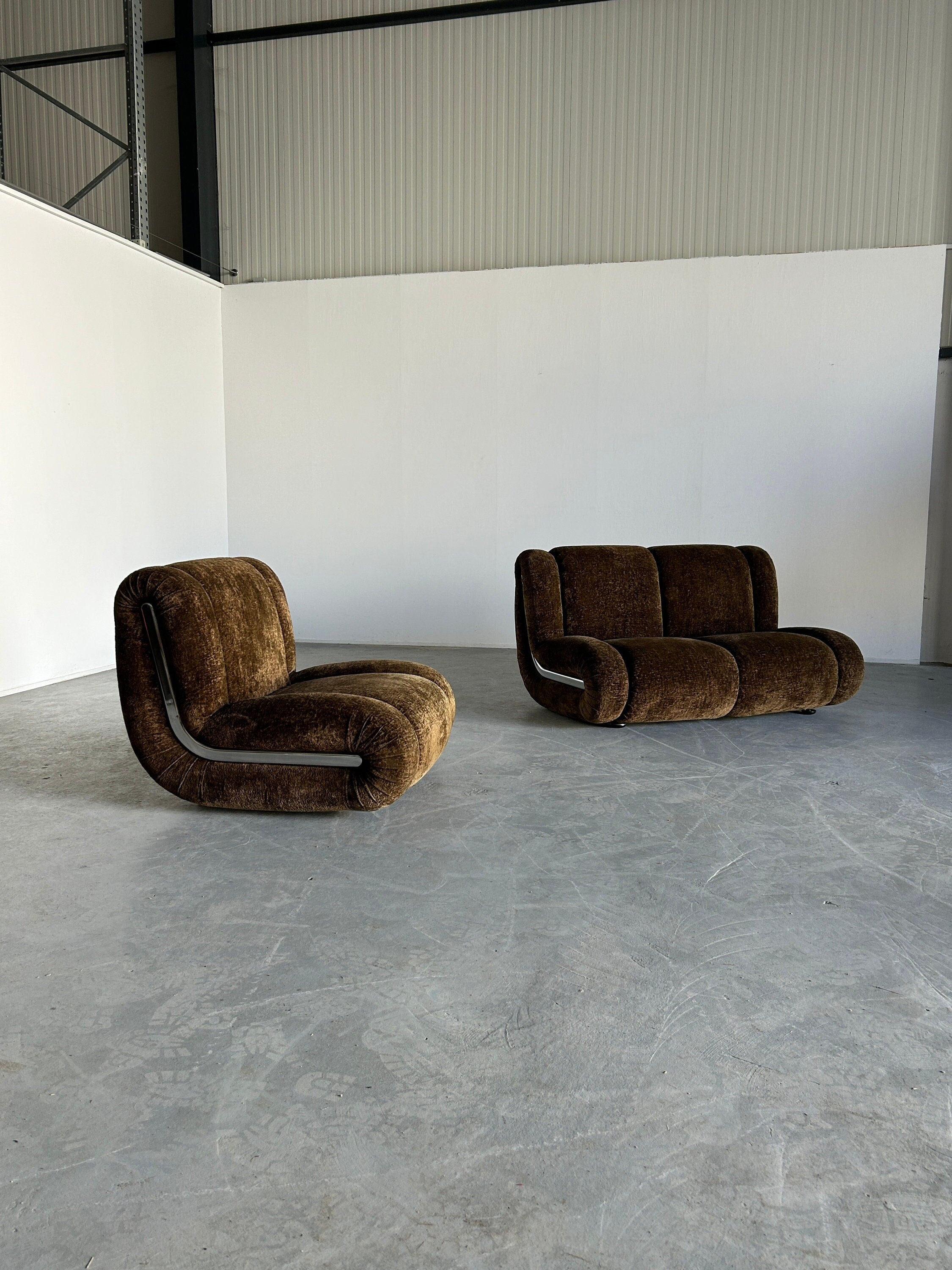 Cloud Modular Velvet Sofa Set Attributed to 1P Italy