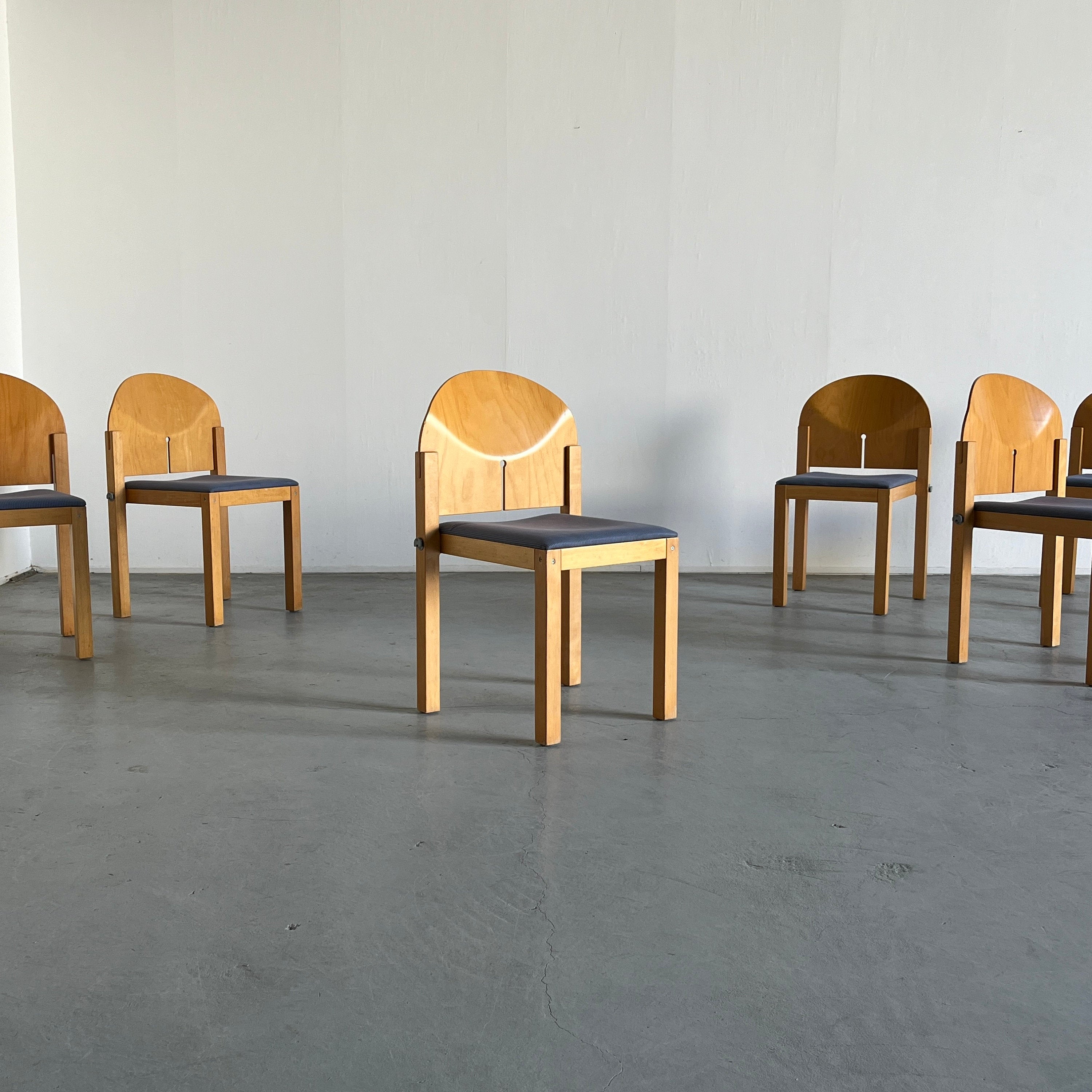 Postmodern Sculptural Dining Chairs by Arno Votteler for Bisterfeld and Weiss, 1980