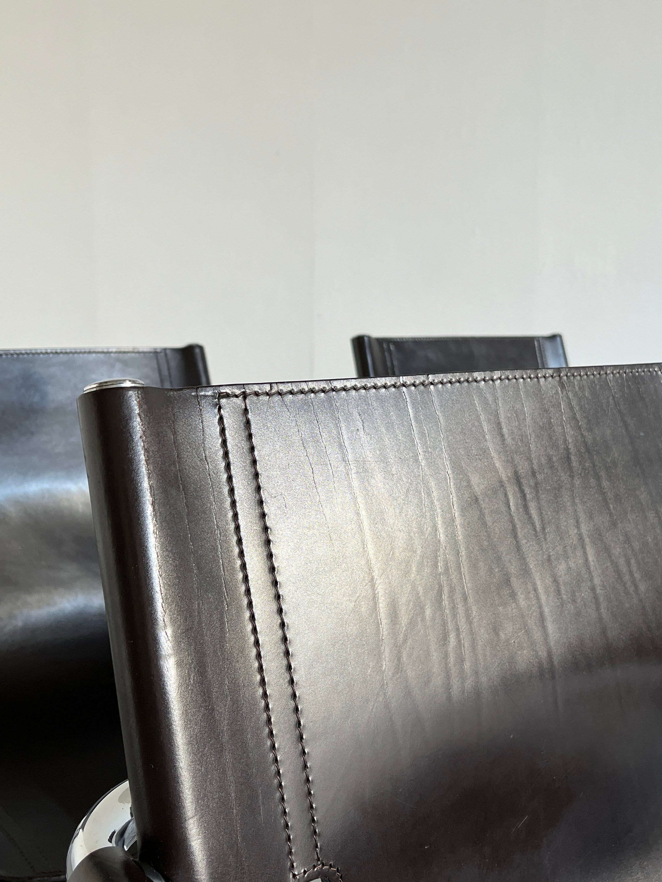Leather Cantilever Armchairs in Style of Matteo Grassi, 1980s