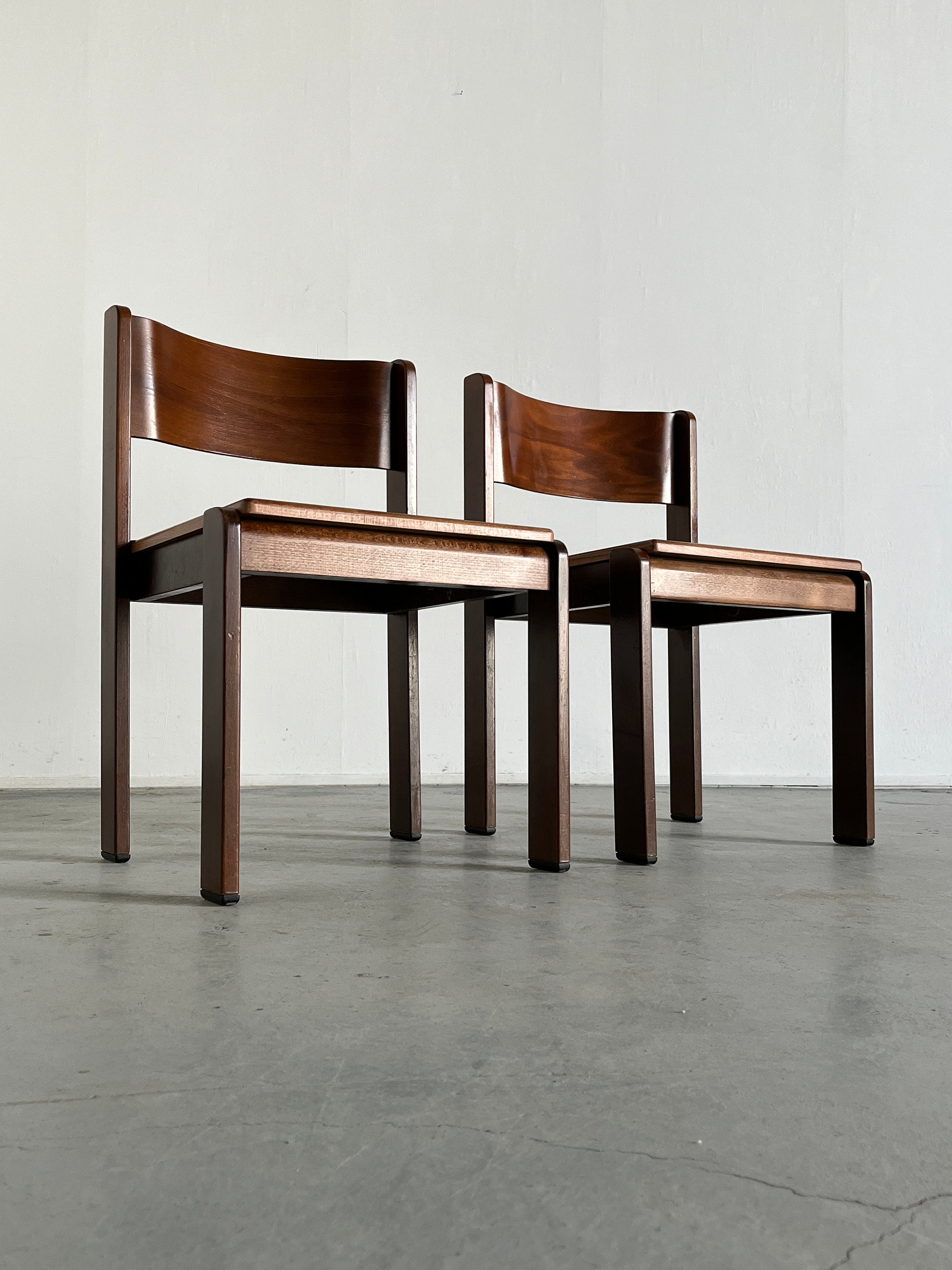 Constructivist Wooden Dining Chairs by Wiesner Hager, Pair