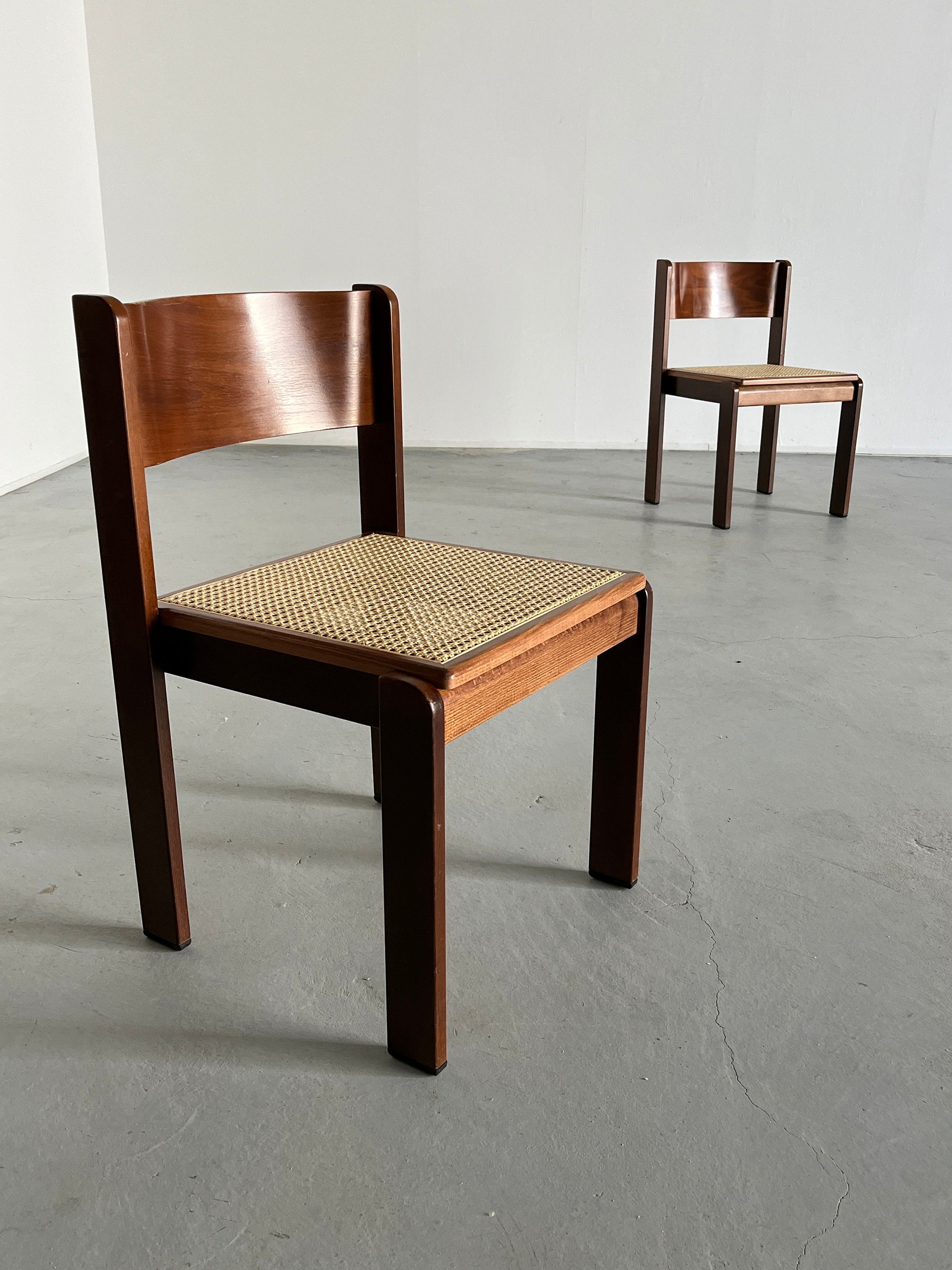 Constructivist Wooden Dining Chairs by Wiesner Hager, Pair